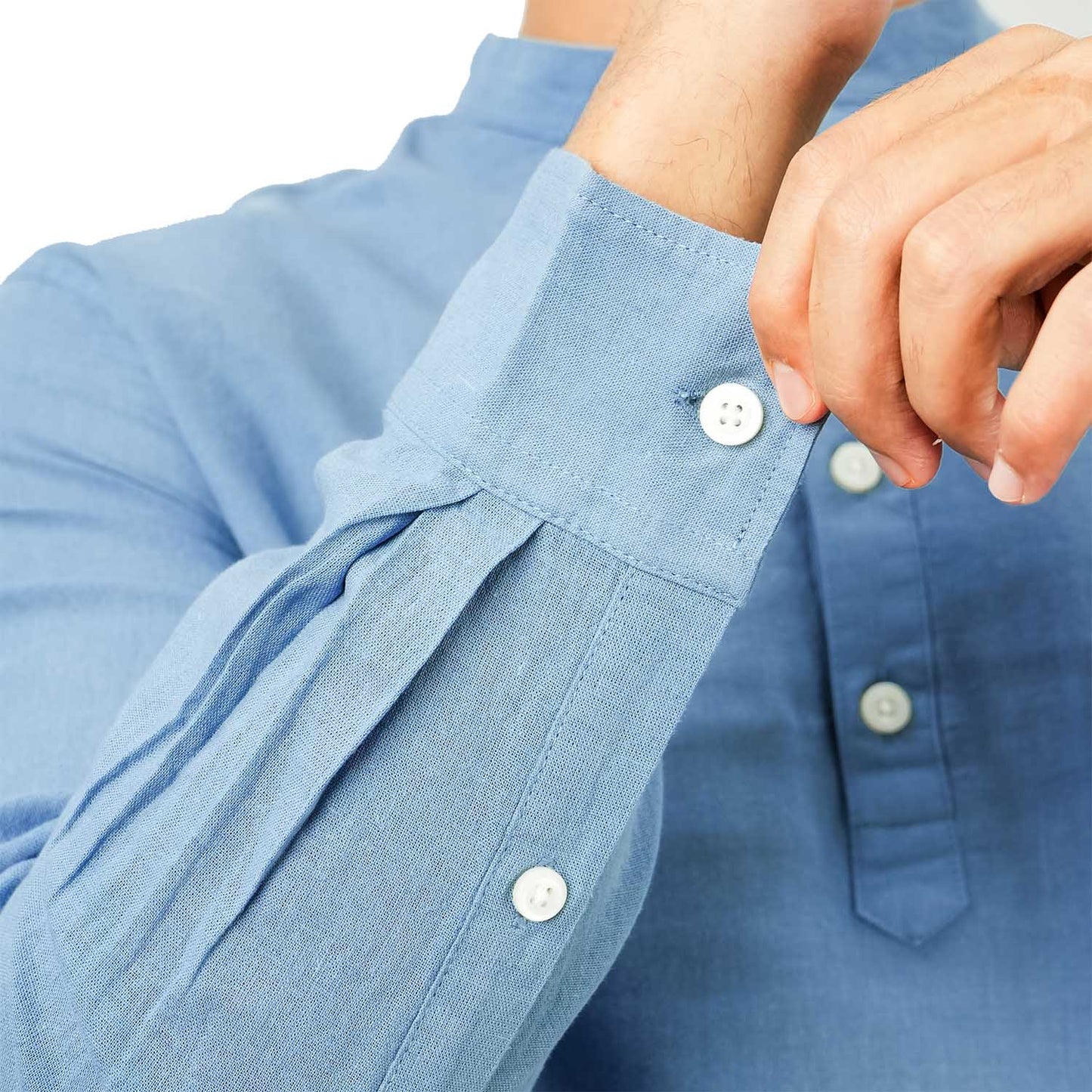 Men's Linen Cotton Poplin Shirt | Slim Fit, Band Collar