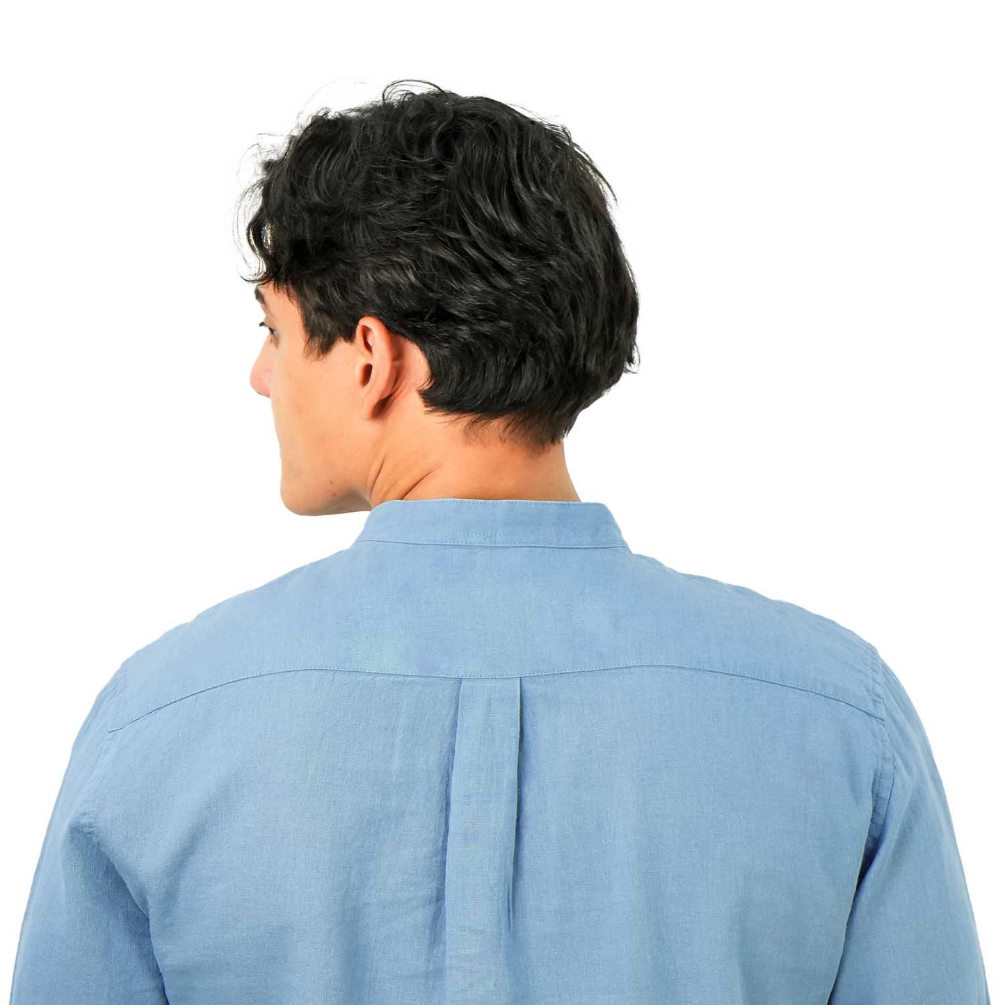 Men's Linen Cotton Poplin Shirt | Slim Fit, Band Collar
