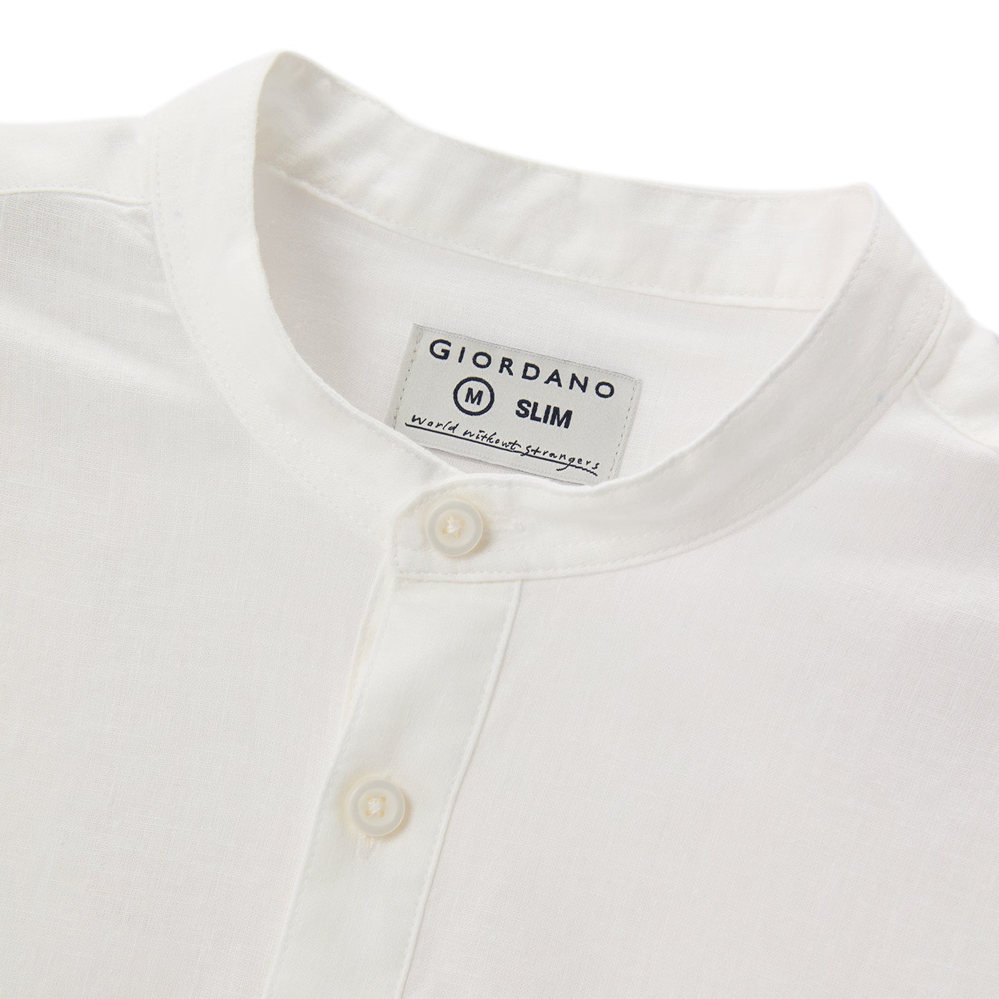 Men's Linen Cotton Poplin Shirt | Slim Fit, Band Collar