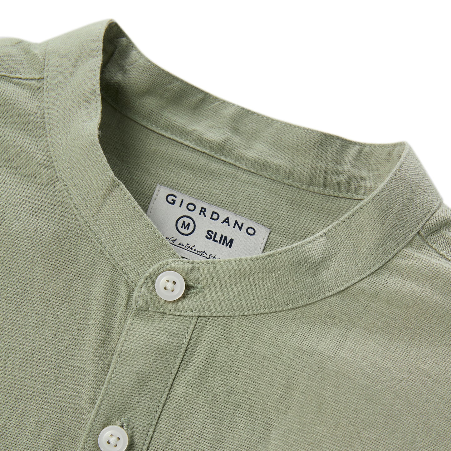 Men's Linen Cotton Poplin Shirt | Slim Fit, Band Collar