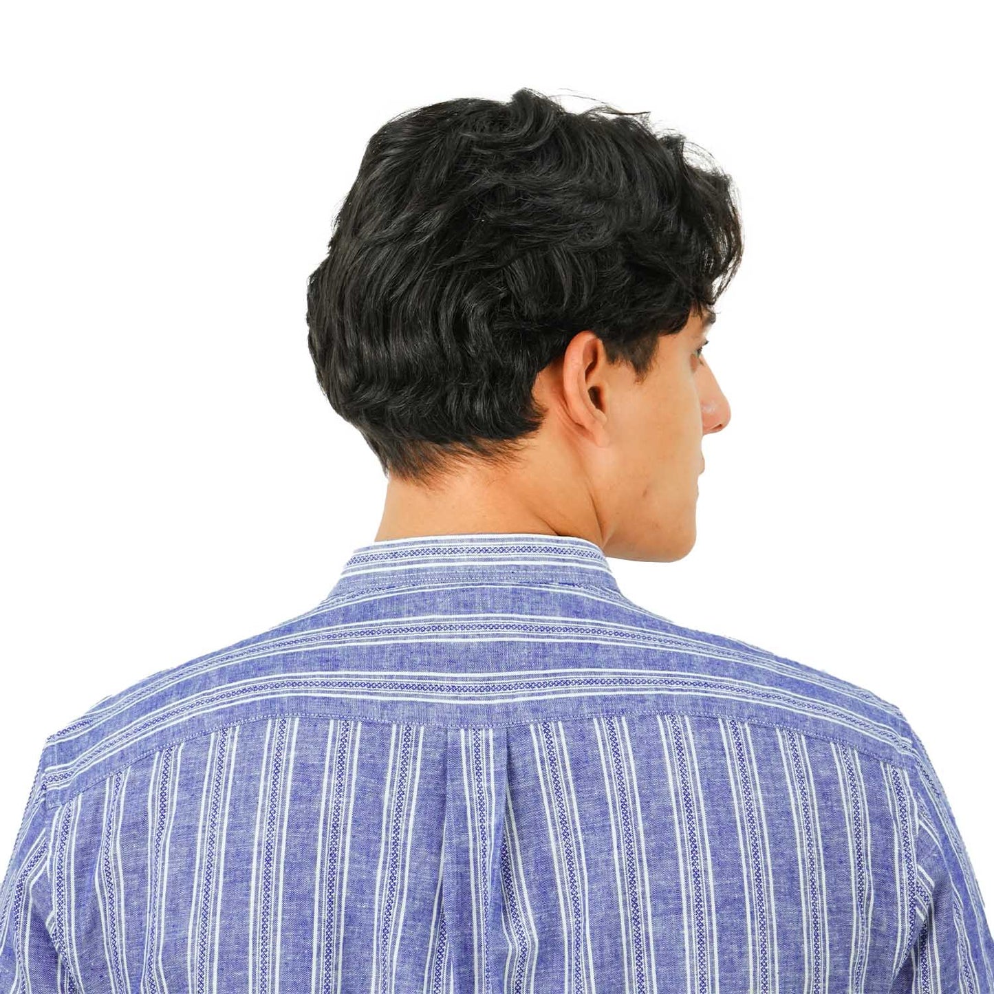 Men's Linen Cotton Poplin Band Collar Shirt | Slim Fit Summer Style