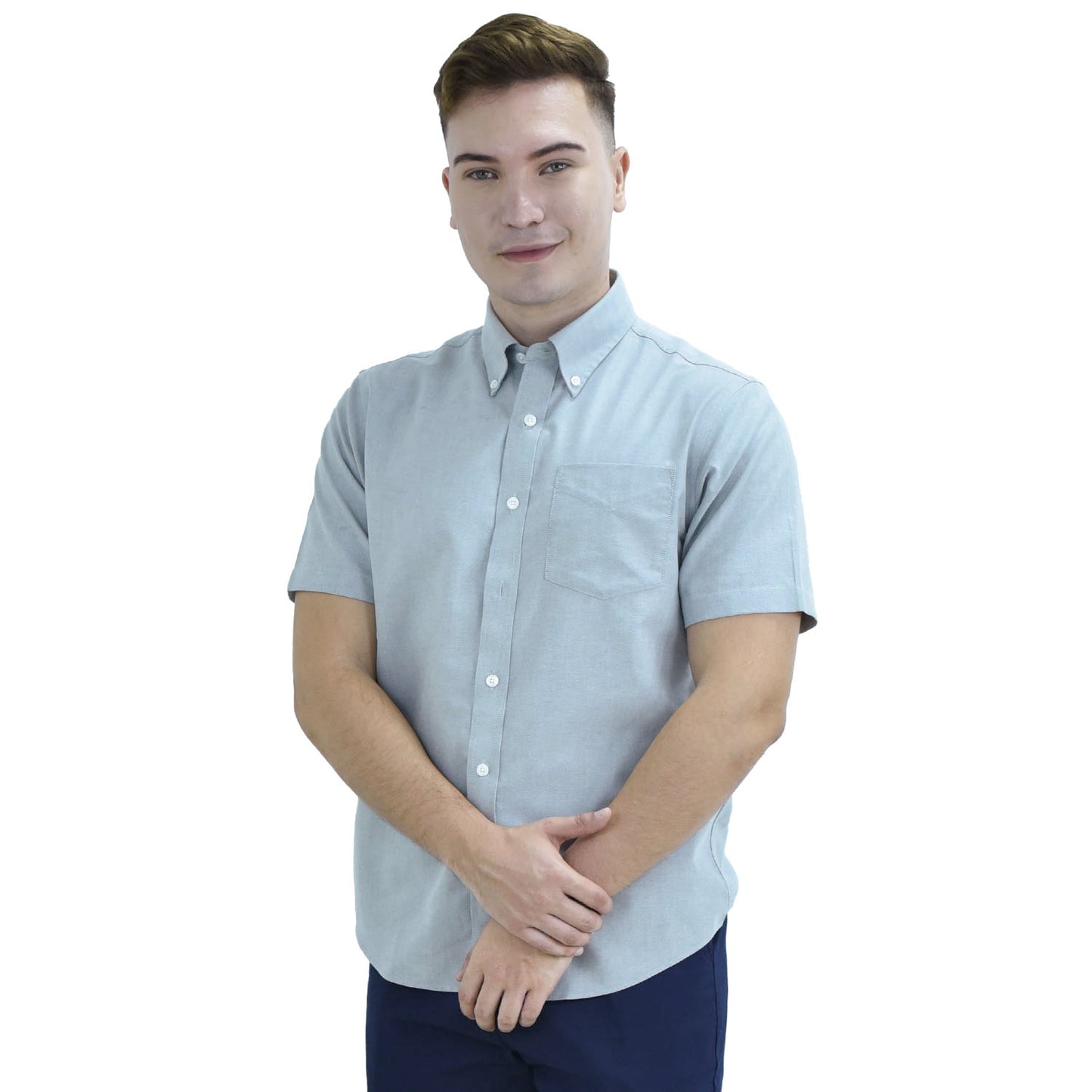 Men's Wrinkle Free Cotton Oxford Short Sleeve Shirt