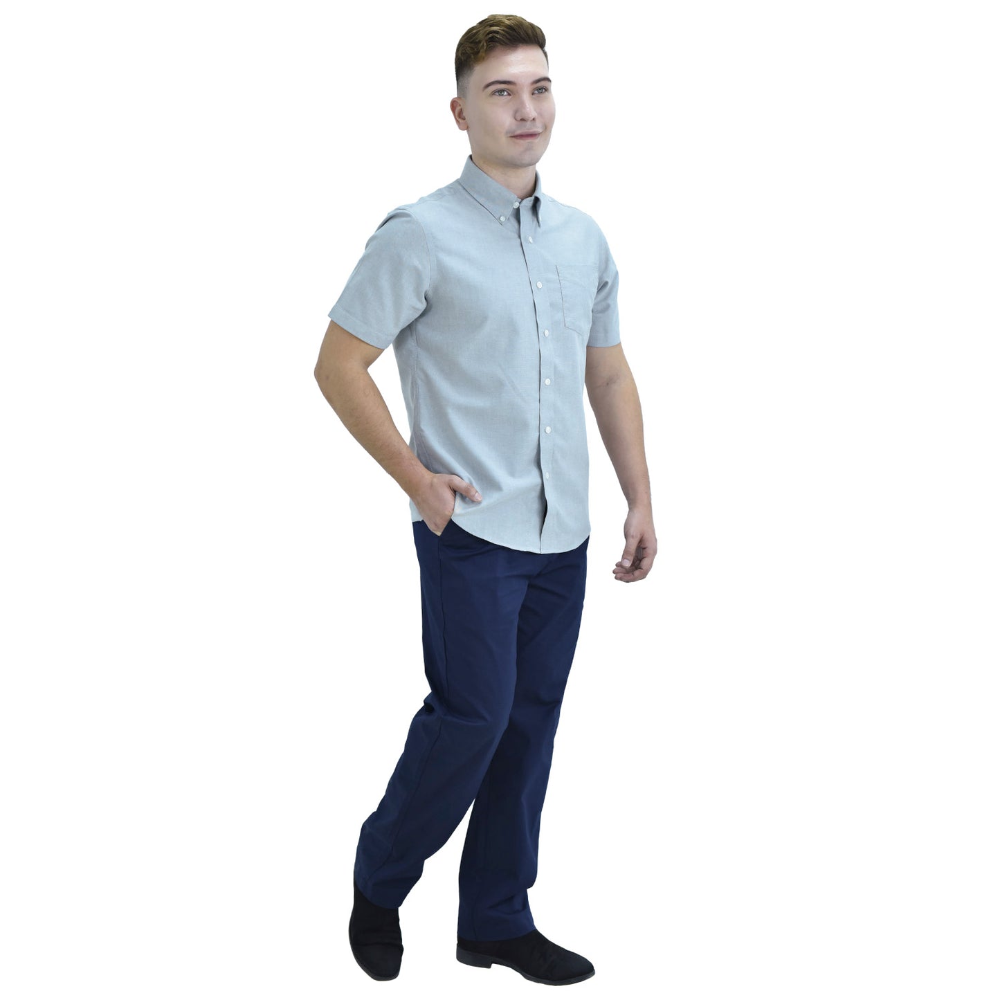 Men's Wrinkle Free Cotton Oxford Short Sleeve Shirt