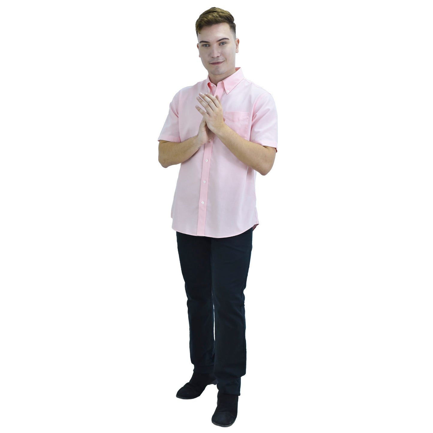 Men's Wrinkle Free Cotton Oxford Short Sleeve Shirt