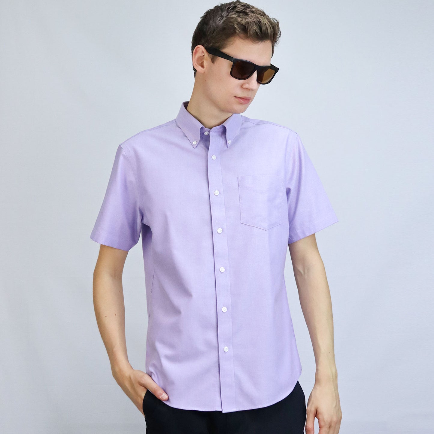 Men's Wrinkle Free Cotton Oxford Short Sleeve Shirt
