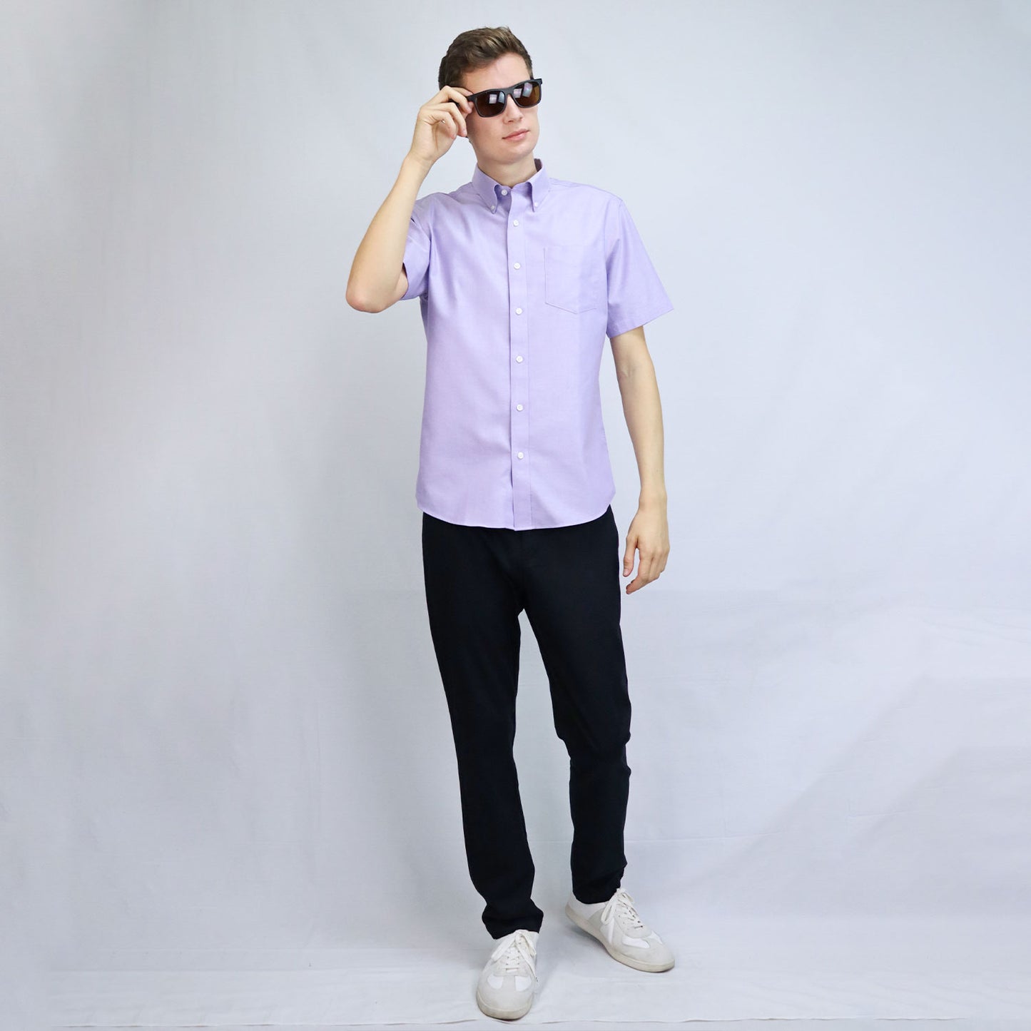 Men's Wrinkle Free Cotton Oxford Short Sleeve Shirt
