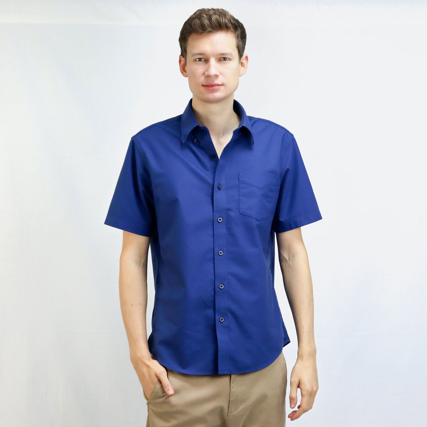 Men's Wrinkle Free Cotton Oxford Short Sleeve Shirt