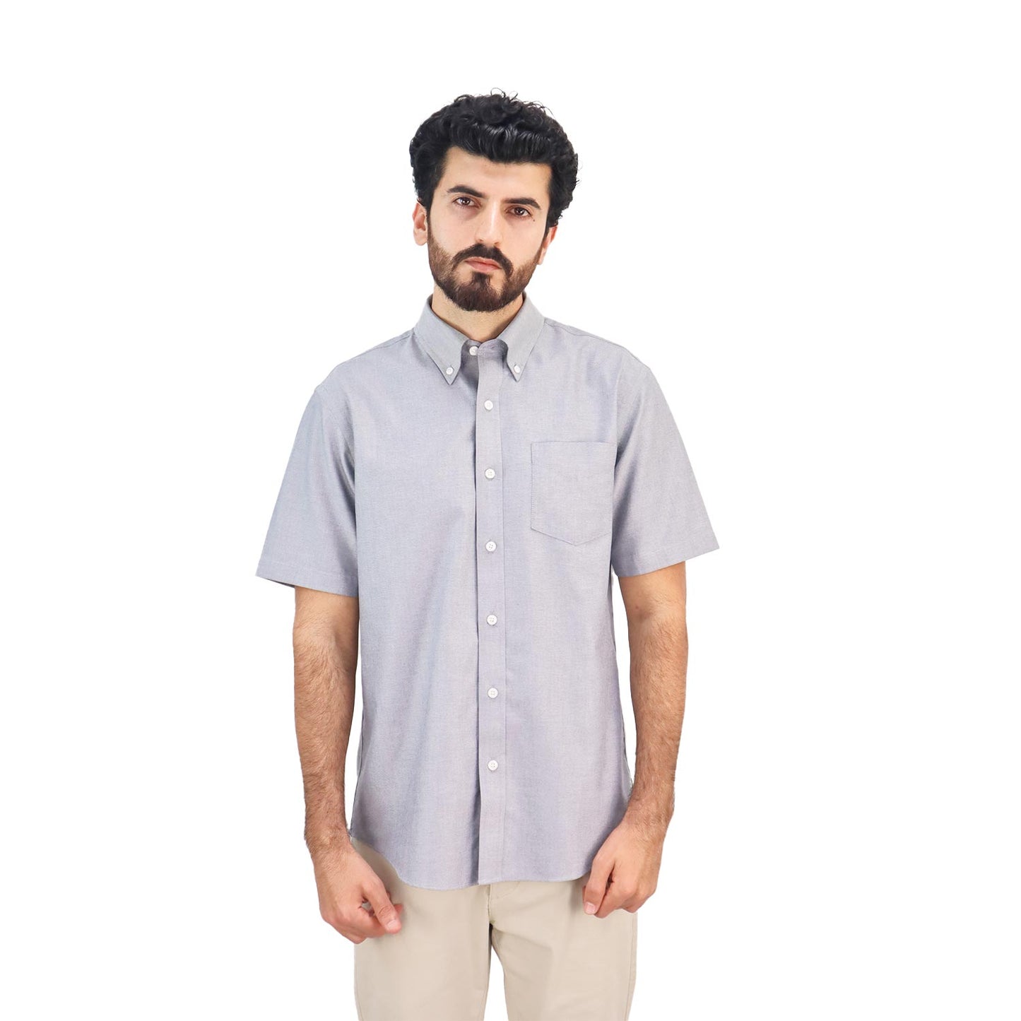 Men's Wrinkle Free Cotton Oxford Short Sleeve Shirt