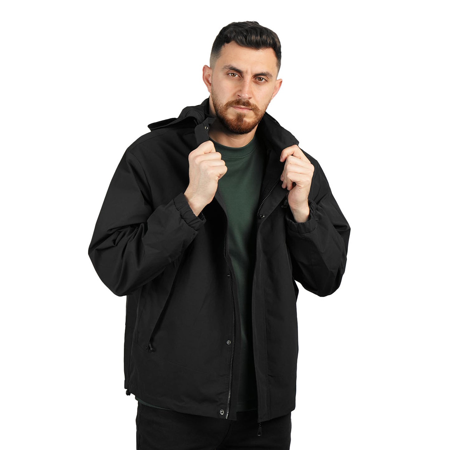 Giordano Men's G-Motion Lightweight Full Zipper Windbreaker Jacket-Black