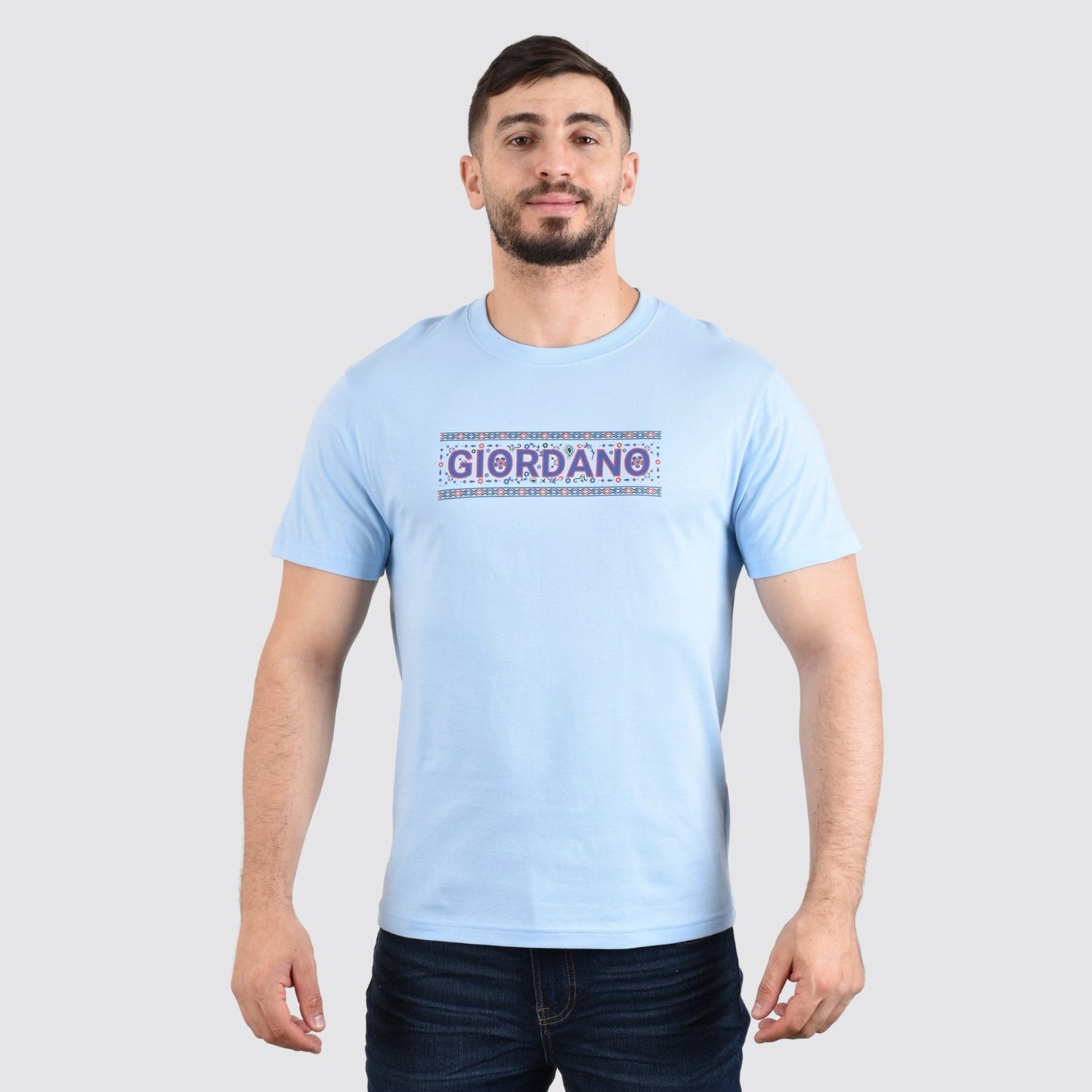 Giordano Men's Signature Print Tee-Blue