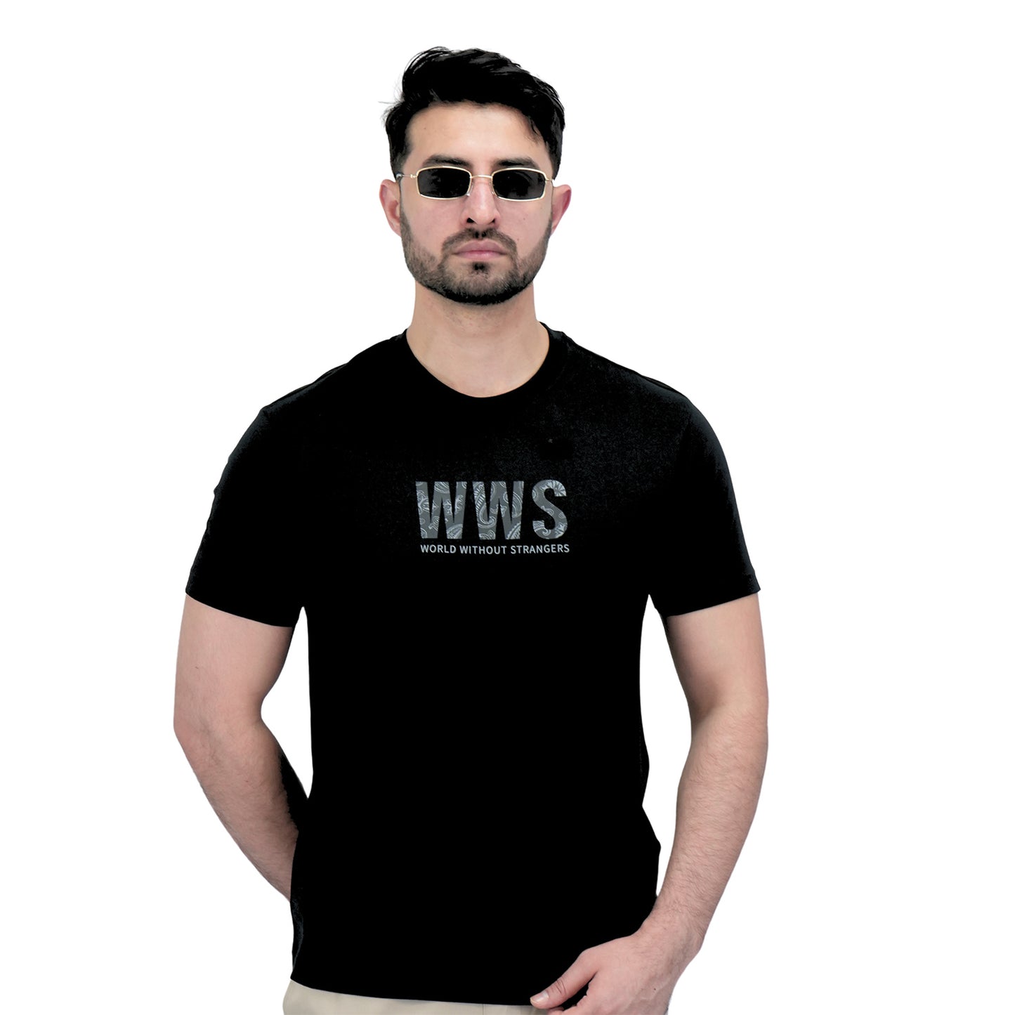 Giordano Men's Cotton Jersey Crewneck Short Sleeve Slim Fit Wws Print Tee-Black