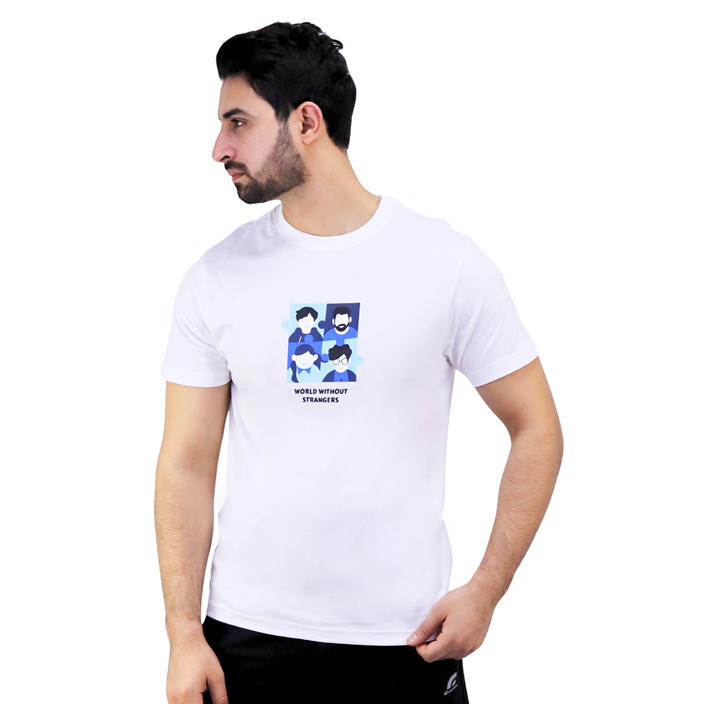 Giordano Men's Cotton Jersey Crewneck Short Sleeve Slim Fit Wws Print Tee-White