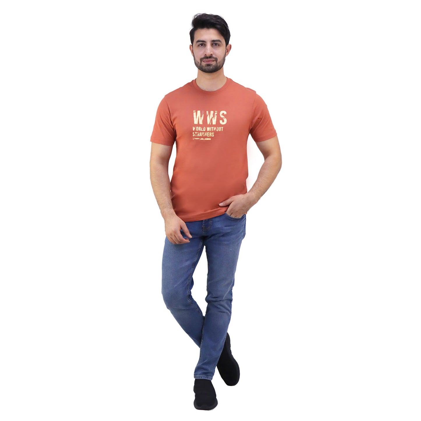 Men's Cotton Jersey Crewneck Short Sleeve Slim Fit Wws Print Tee