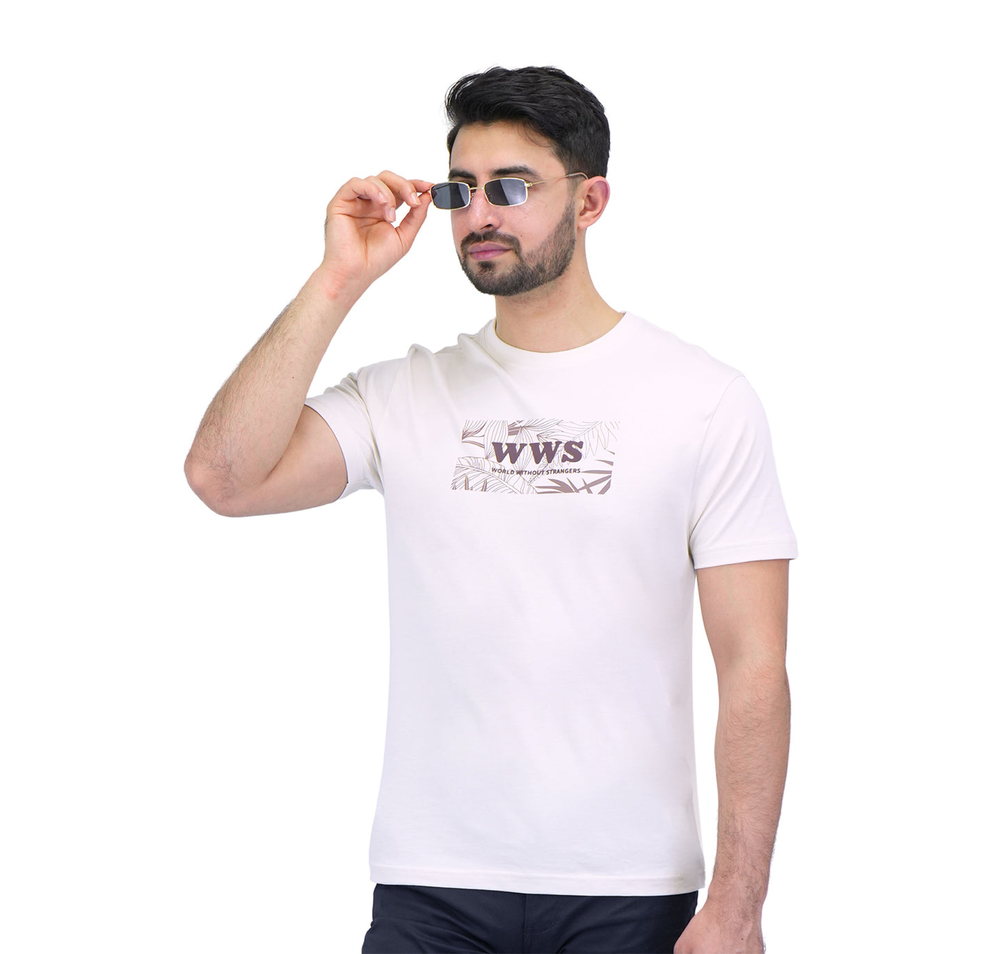 Giordano Men's Cotton Jersey Crewneck Short Sleeve Slim Fit Wws Print Tee-White