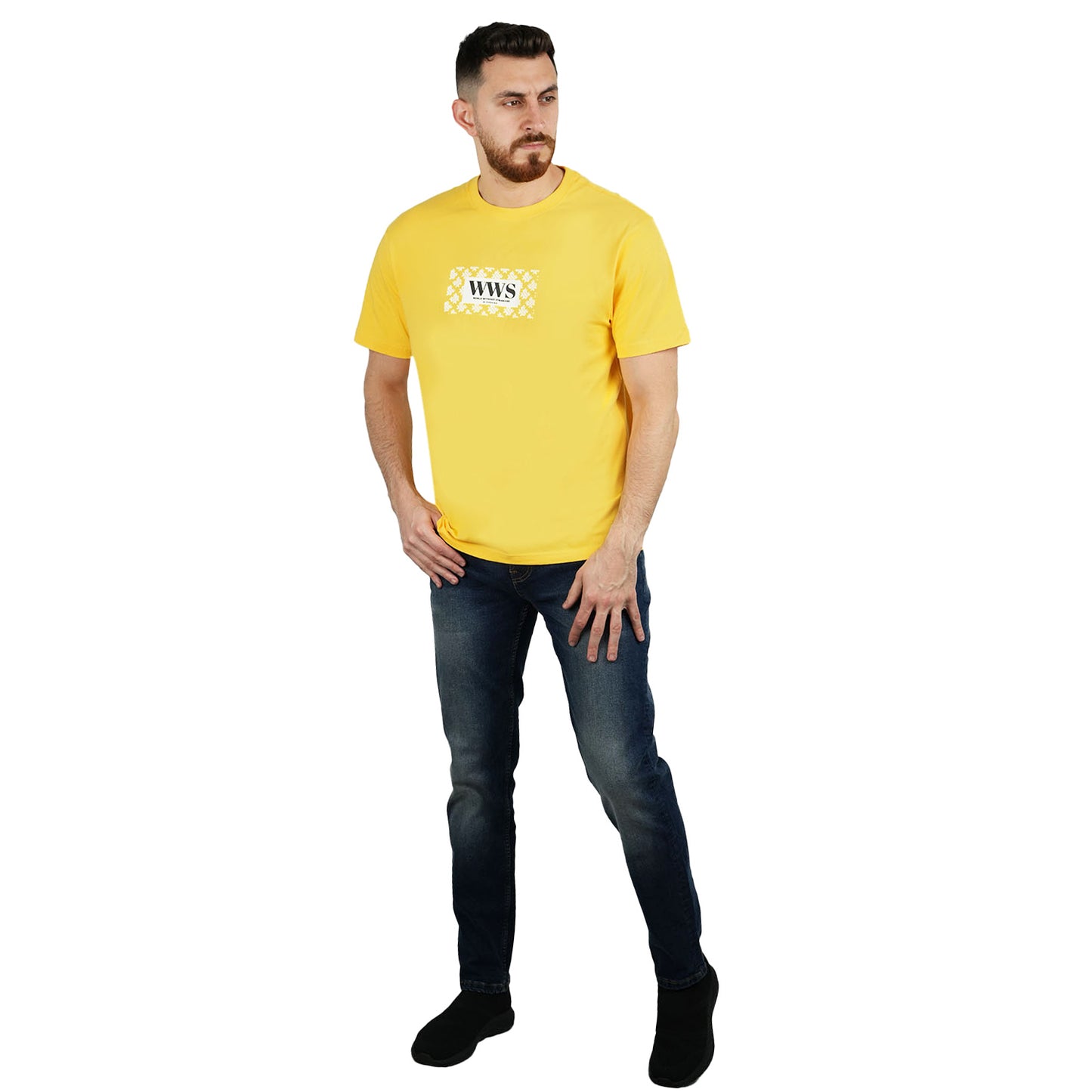 Men's Cotton Jersey Crewneck Short Sleeve Slim Fit Wws Print Tee
