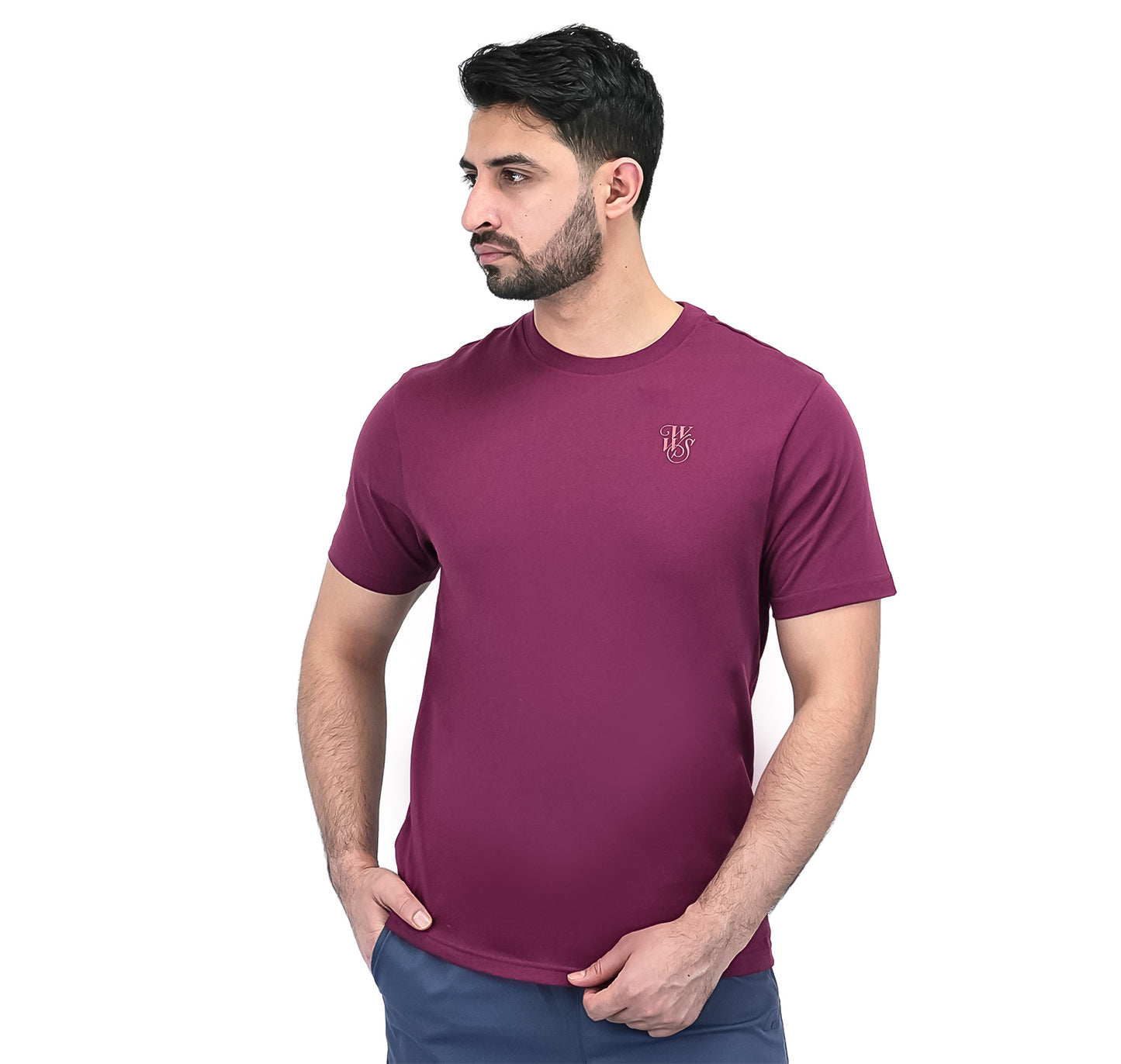 Giordano Men's Cotton Jersey Crewneck Short Sleeve Slim Fit Wws Print Tee-Red