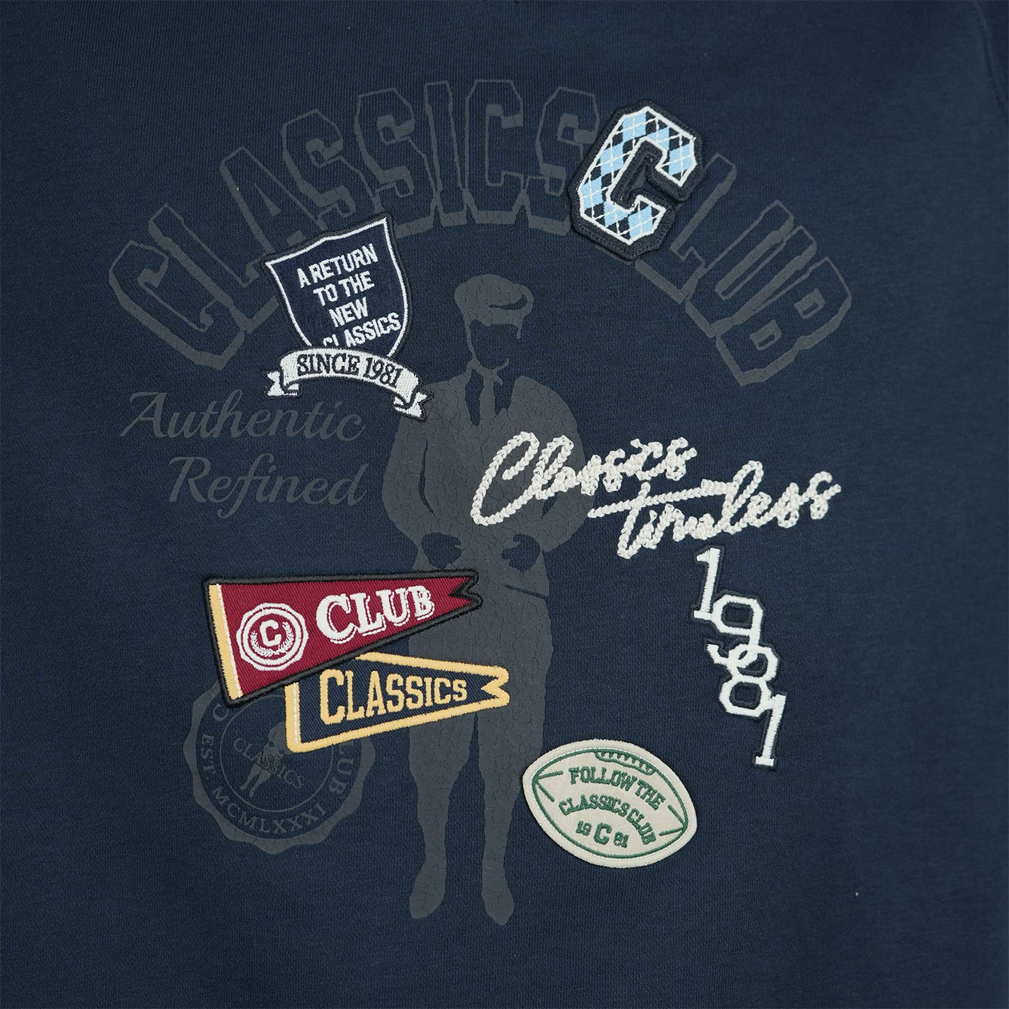 Men’S French Terry Crew Neck Long Sleeve Classic Print Sweatshirt