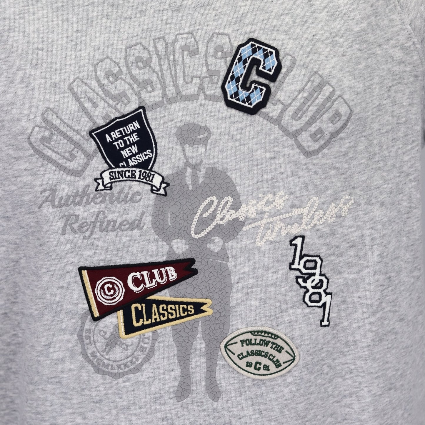 Men’S French Terry Crew Neck Long Sleeve Classic Print Sweatshirt