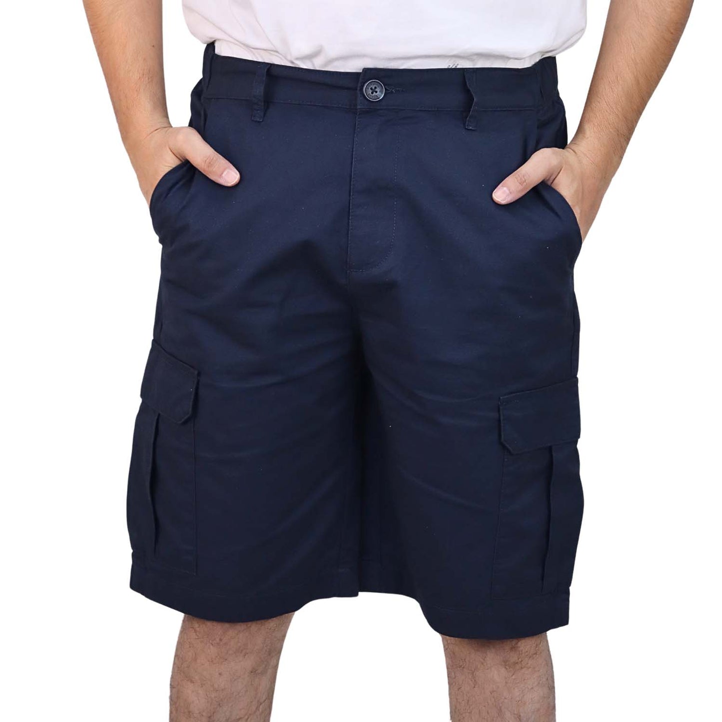 Giordano Men’S Twill Mid Rise Elastic Waist Bermuda Shorts-Blue