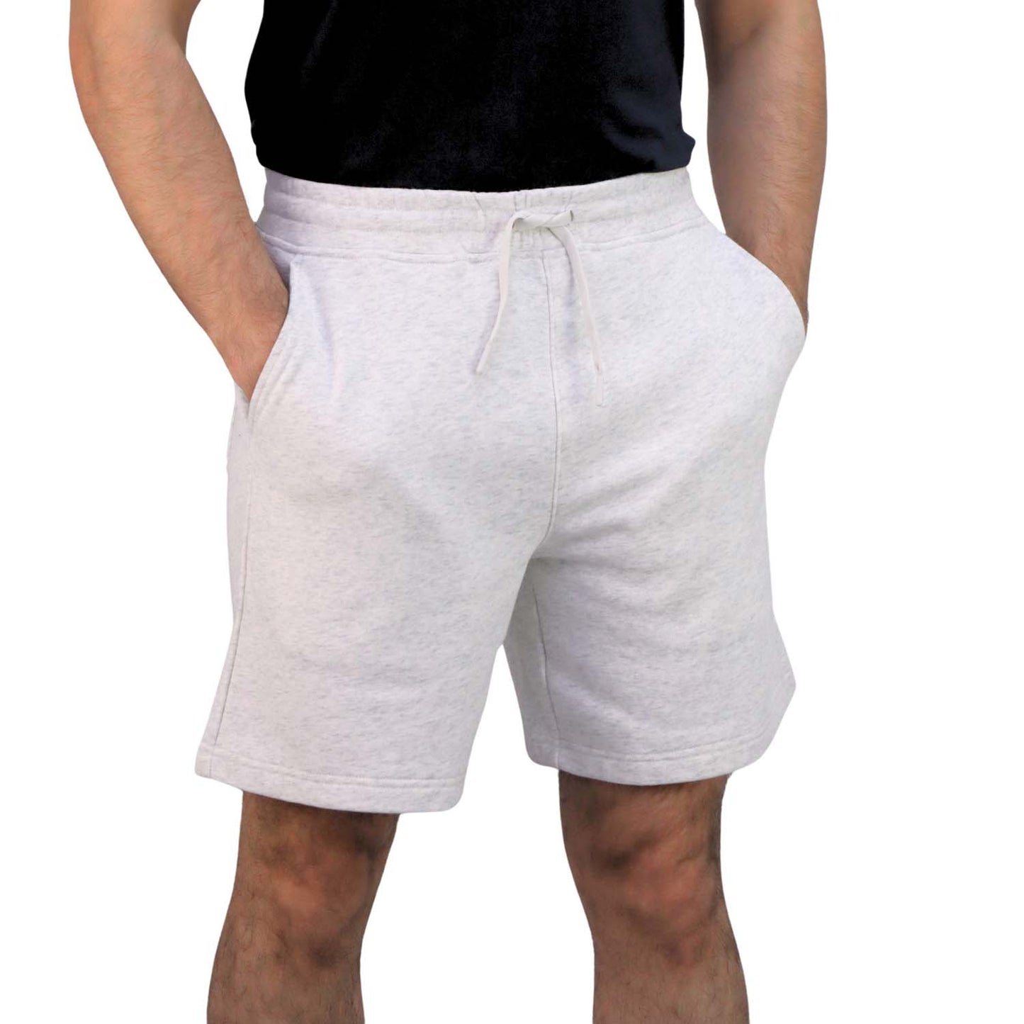 Giordano Men’S French Terry Mid Rise Relaxed Fit Classic Logo Print Shorts-Grey