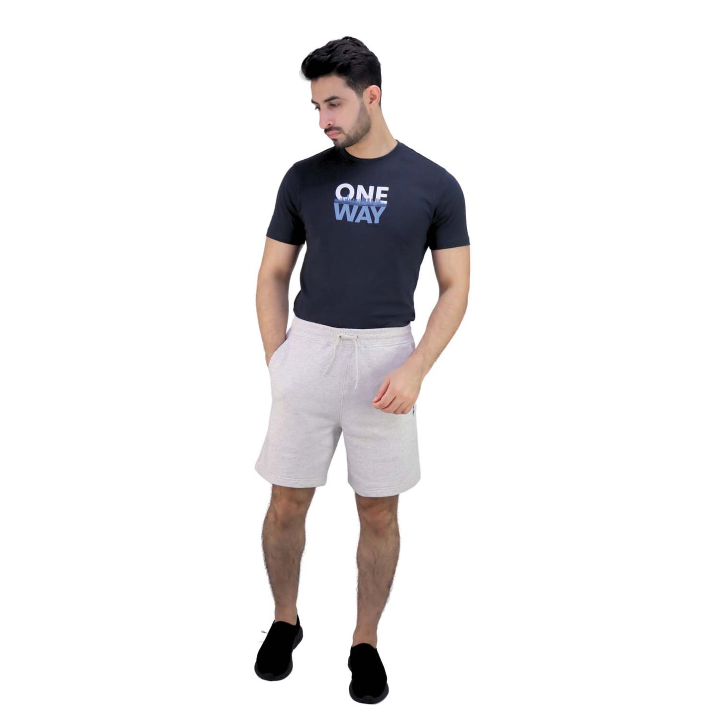 Men's French Terry Mid Rise Relaxed Fit Classic Logo Print Shorts