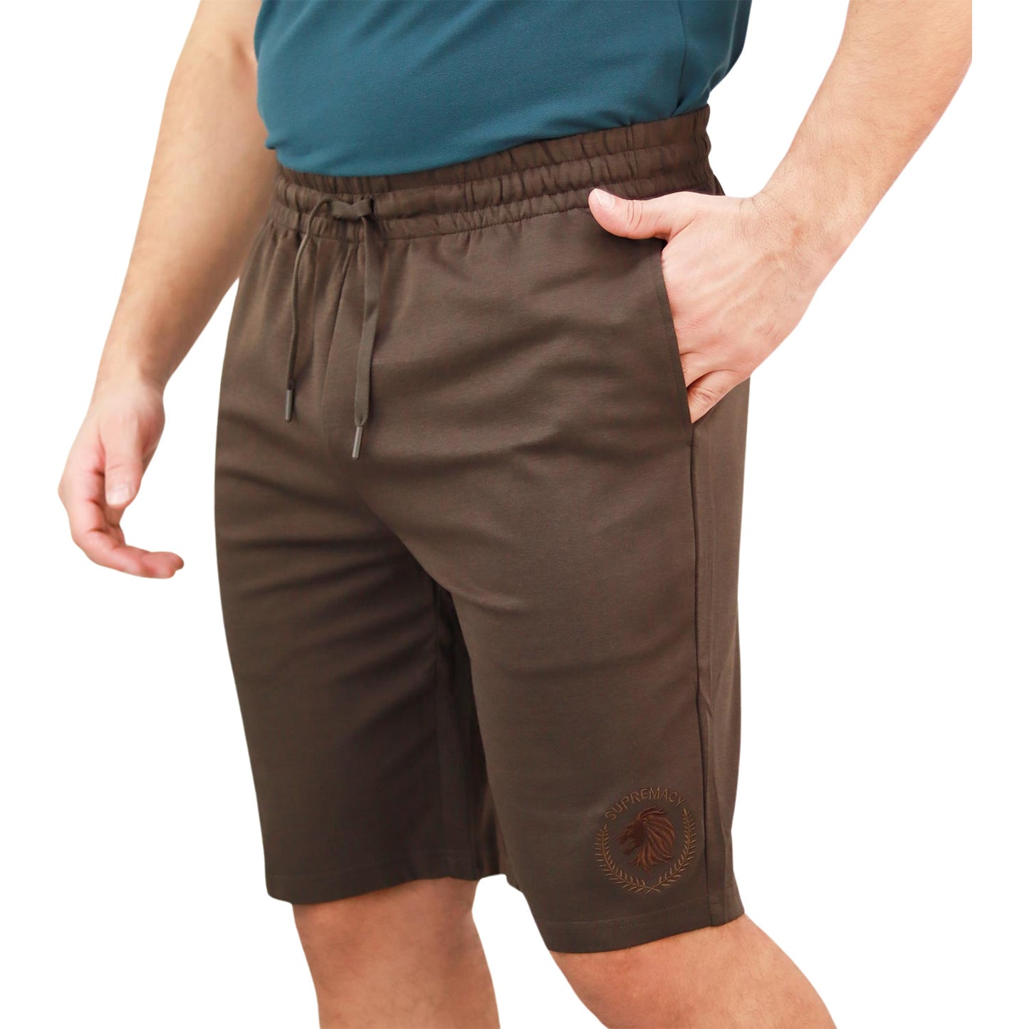 Giordano Men's Embroidery Shorts-Brown