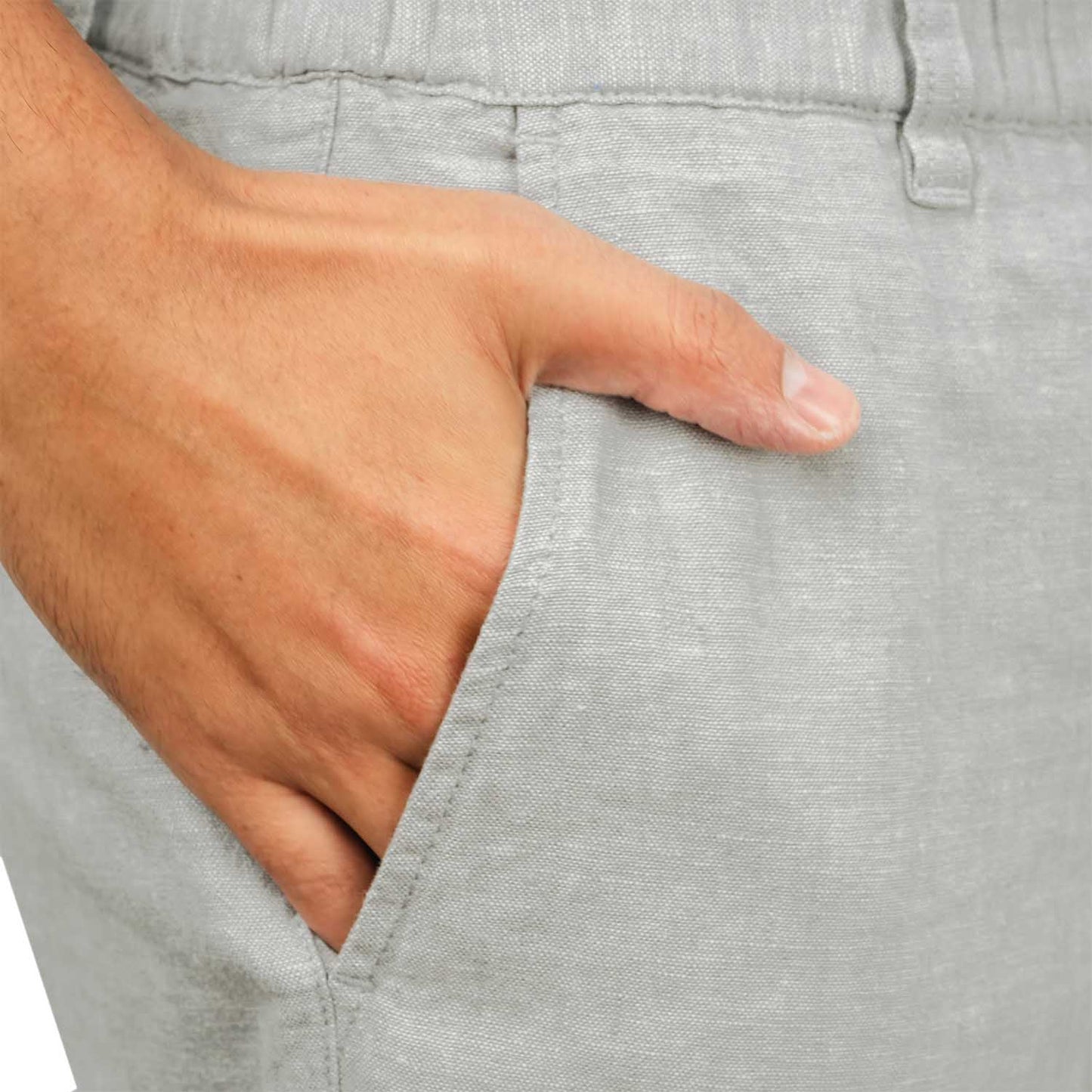 Men's Linen Cotton Bermuda Shorts: Slim Fit, Elastic Waist