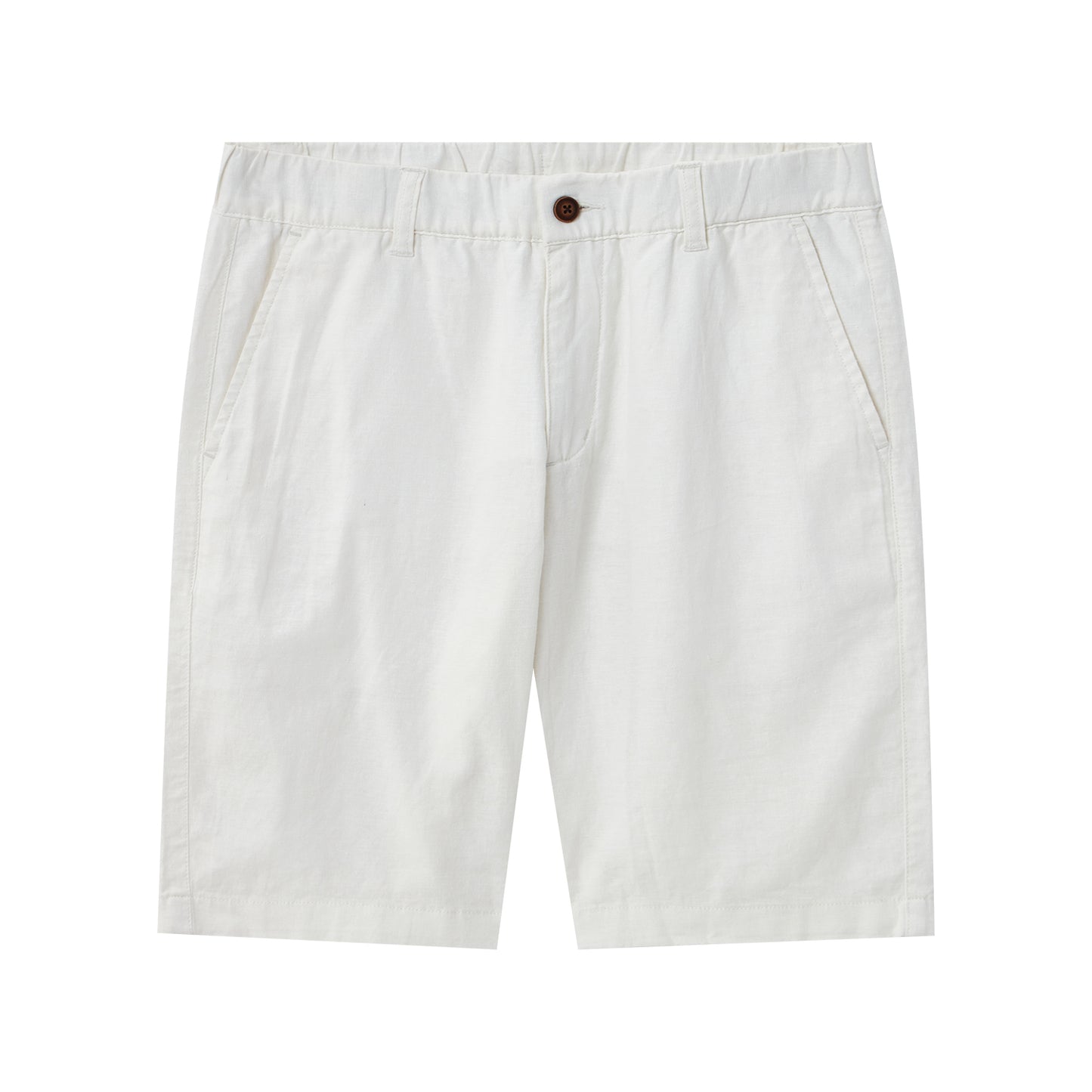 Giordano Men's Linen Cotton Bermuda Shorts: Slim Fit, Elastic Waist-White