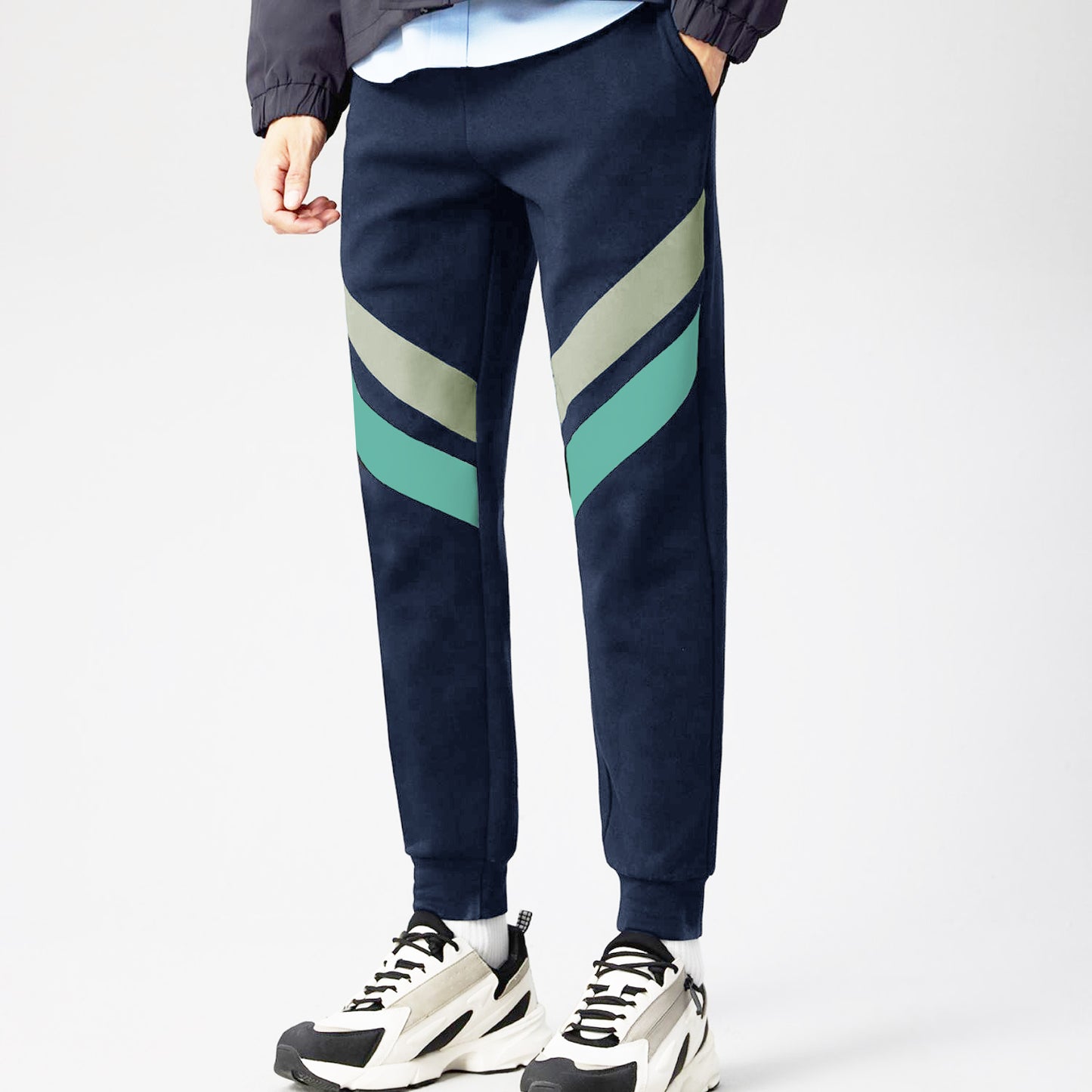 Giordano Men's Cotton Blend Slim Tapered Joggers-Blue