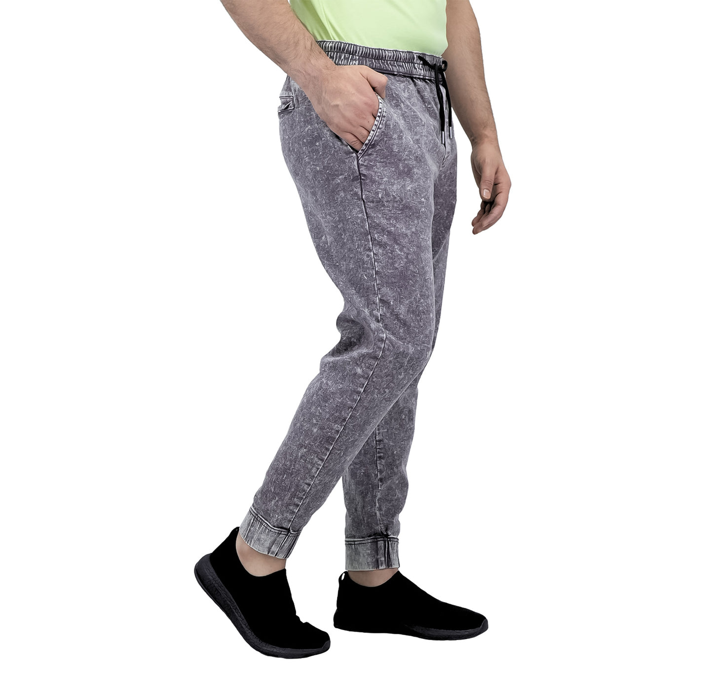Giordano Men's Denim Mid Rise Slim Fit Joggers-Grey