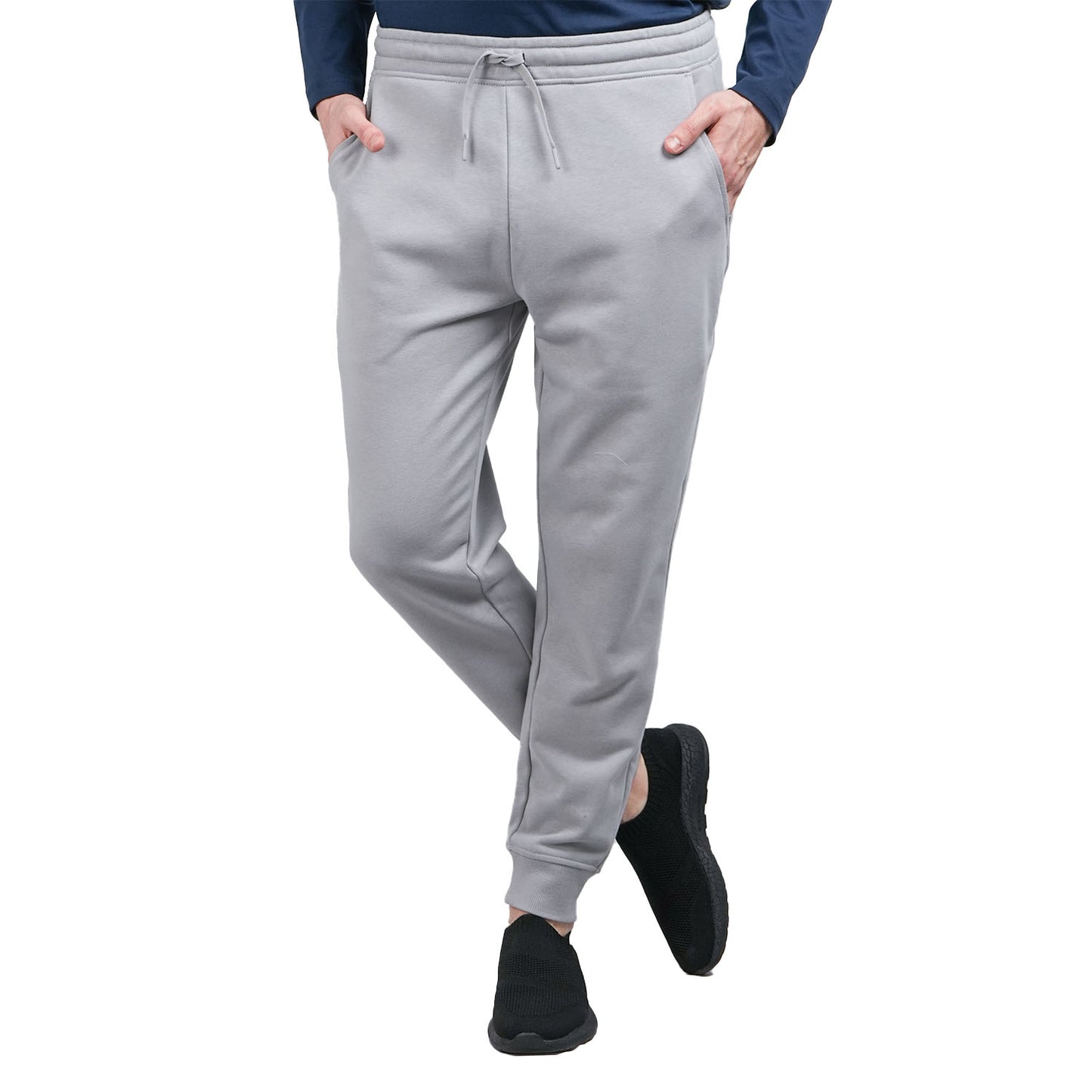 Giordano Men's French Terry Jogger Pants - Slim Fit, Elastic Waist, Comfortable & Stylish-Grey