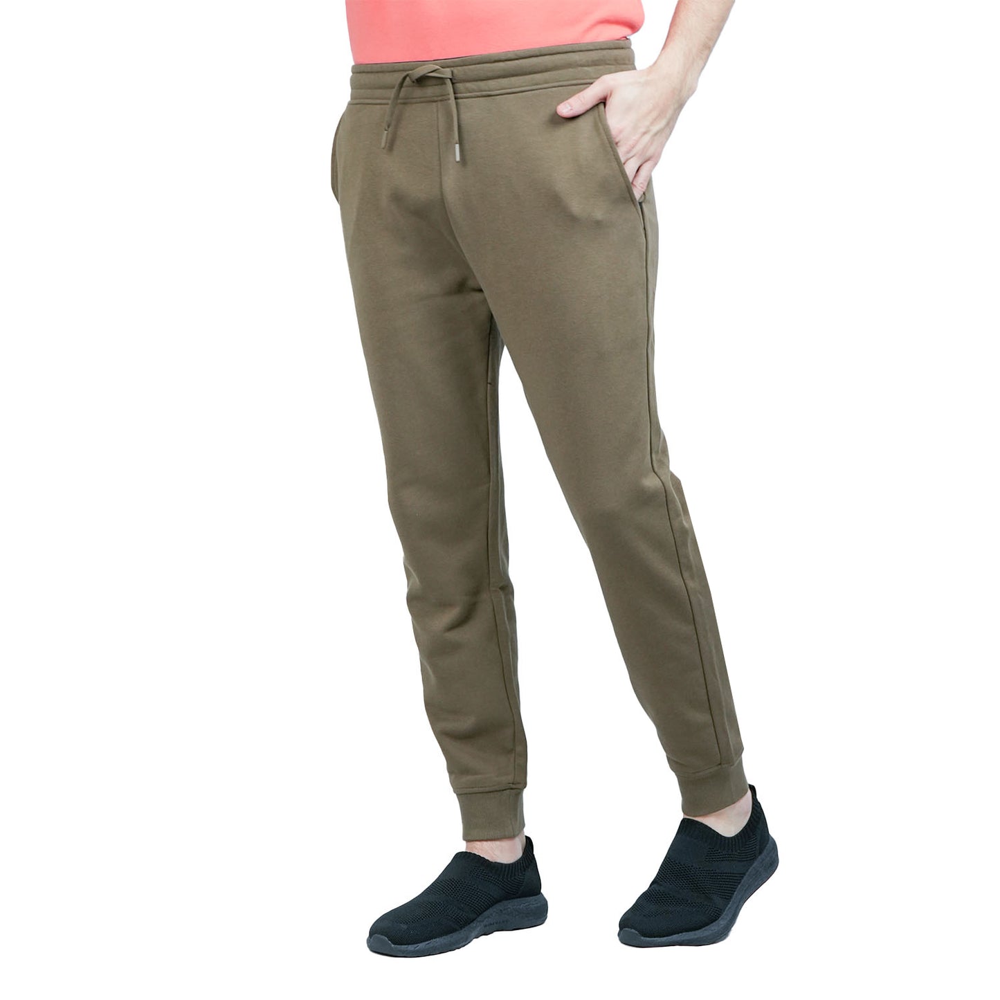 Giordano Men's French Terry Jogger Pants - Slim Fit, Elastic Waist, Comfortable & Stylish-Green