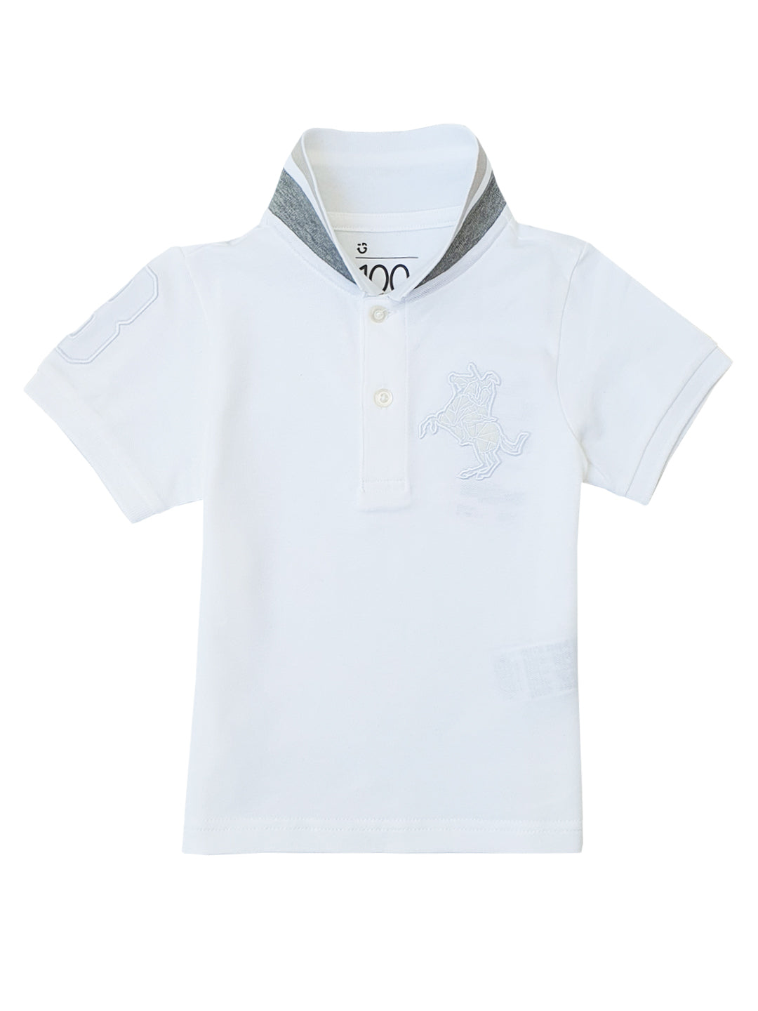 Giordano Kids' Embroidered Napoleon Polo-White