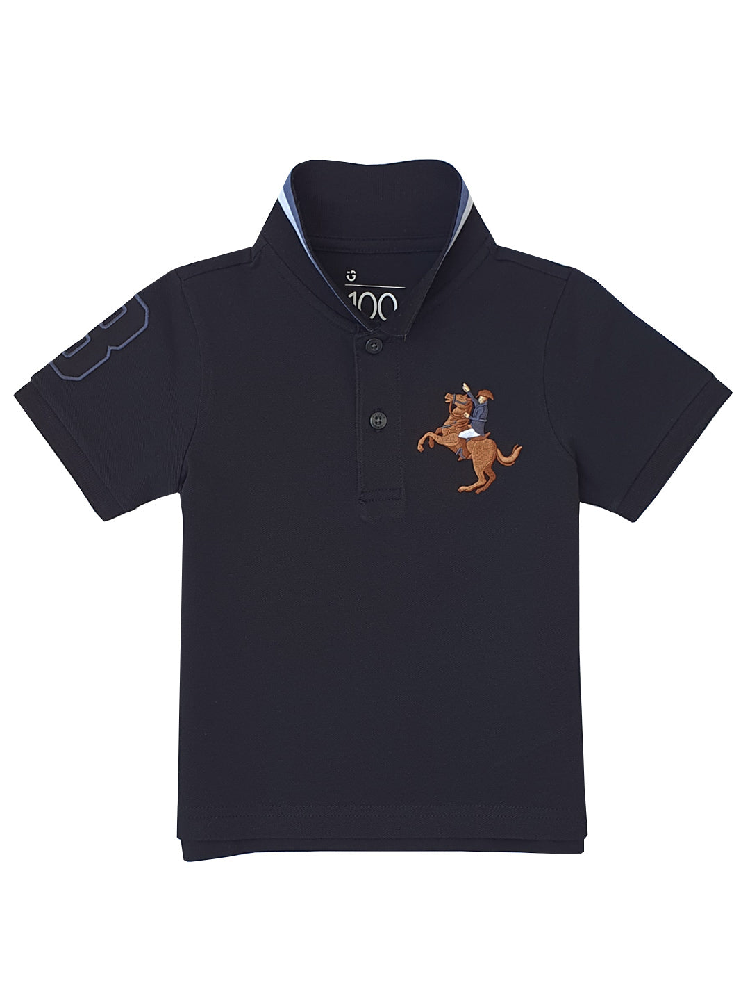 Giordano Kids' Embroidered Napoleon Polo-Black