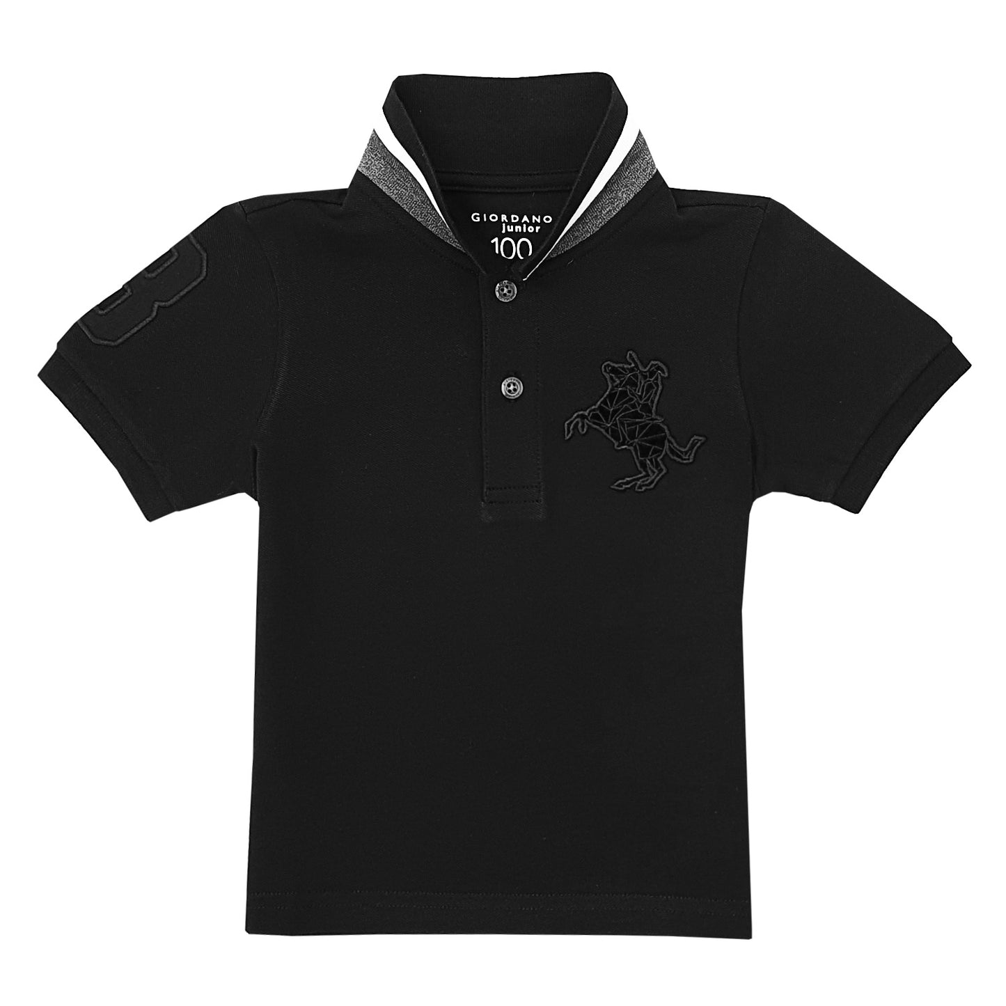 Giordano Kids' Embroidered Napoleon Polo-Black