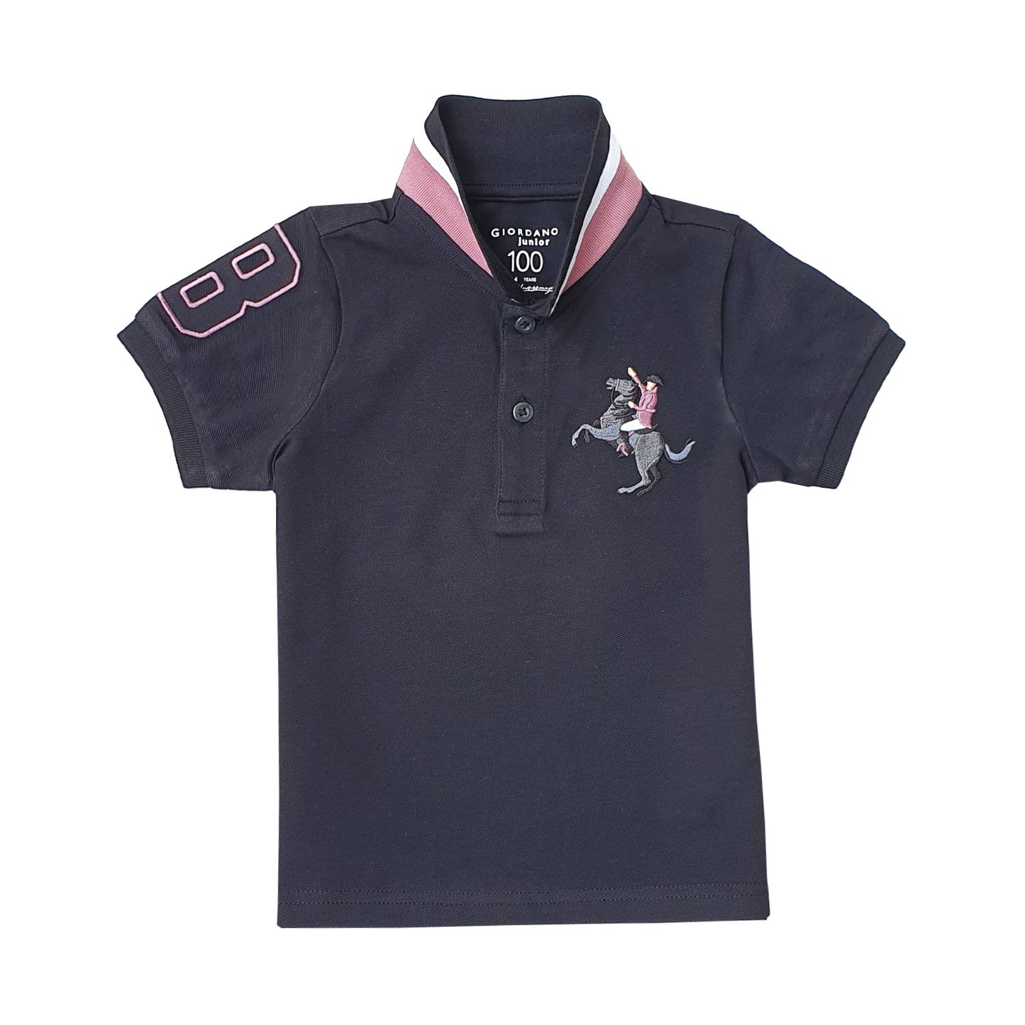 Giordano Kids' Embroidered Napoleon Polo-Black