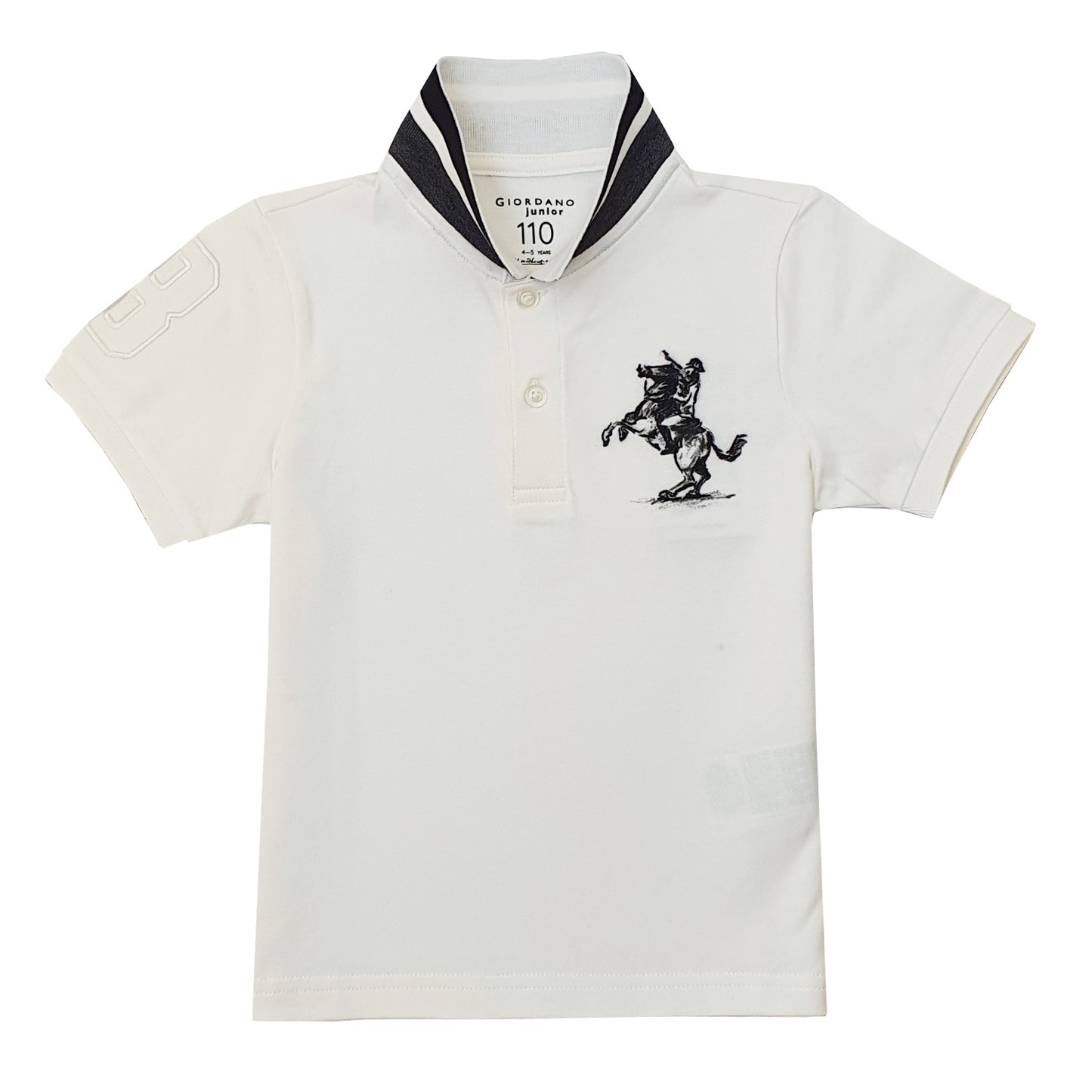 Giordano Kids' Embroidered Napoleon Polo-White