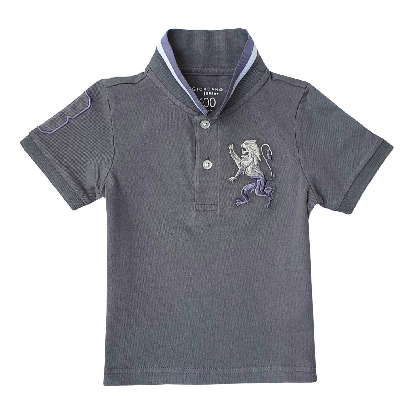 Giordano Junior Embroidery Short Sleeve Bold Polo-Grey