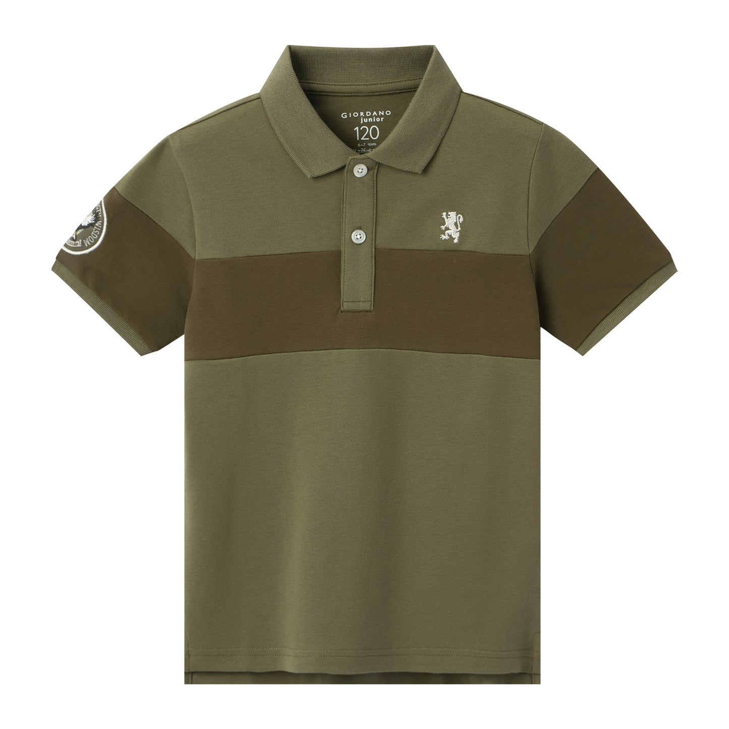 Giordano Kids' Lion Crest Polo: Slim Fit, Classic Style, Bold Detailing-Multicolor