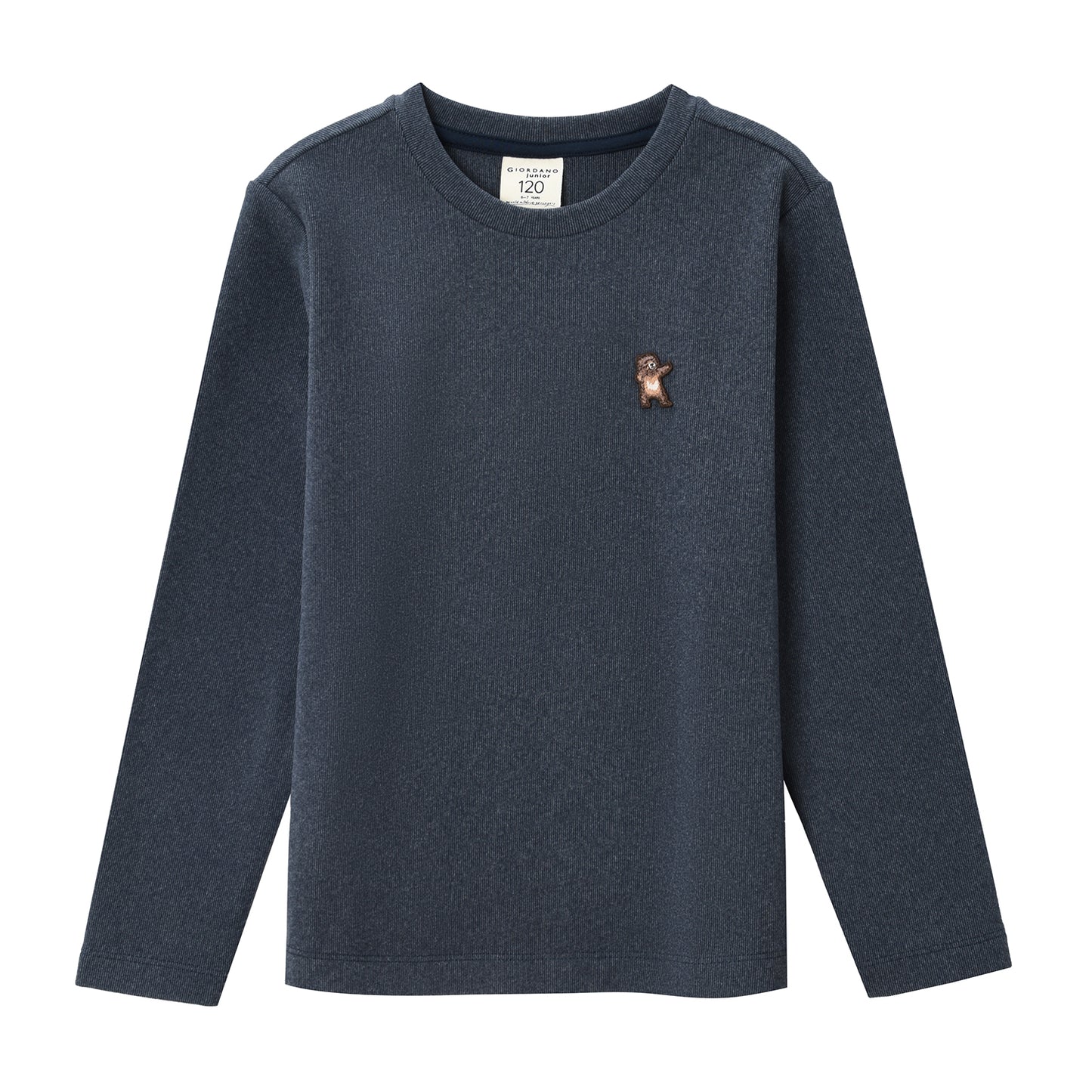 Kids’ Velour Crew Neck Long Sleeve Embroidery Tee
