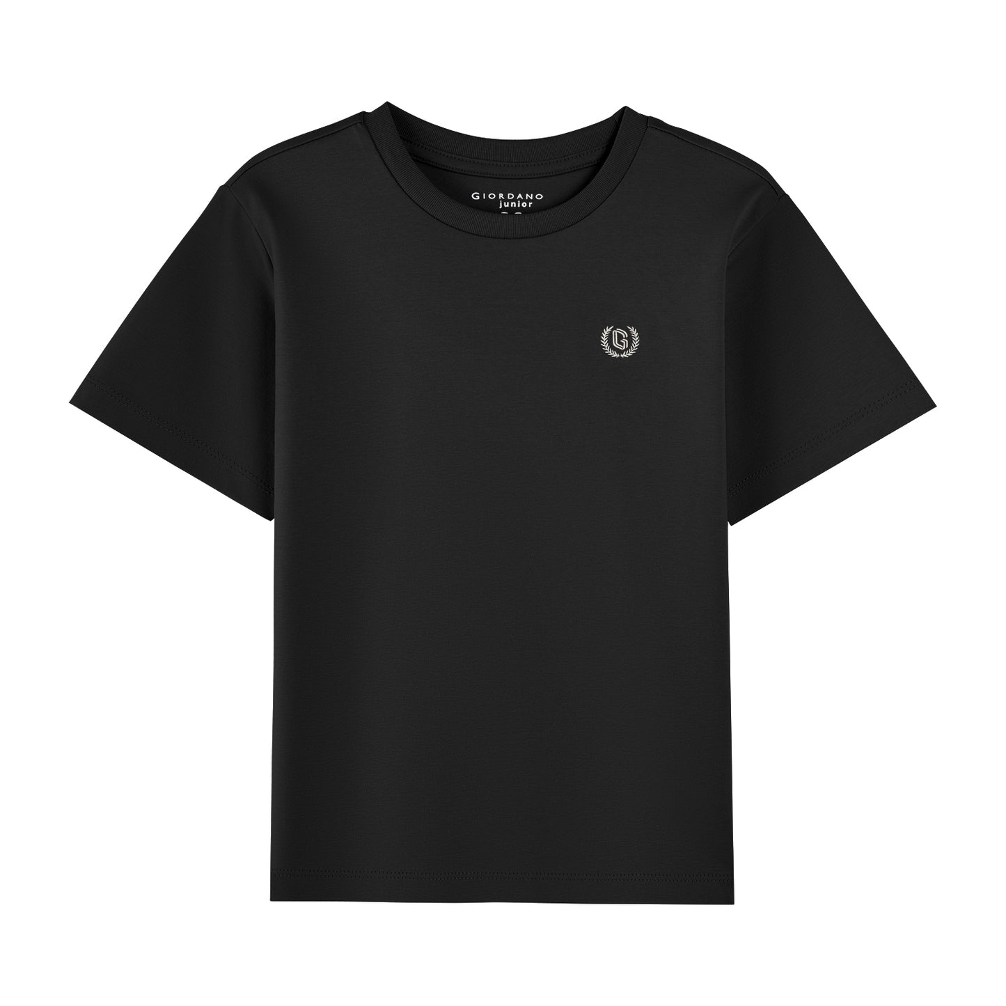 Giordano Junior Liquid Touch Embroidered Smart Tee - Soft Cotton Interlock-Black