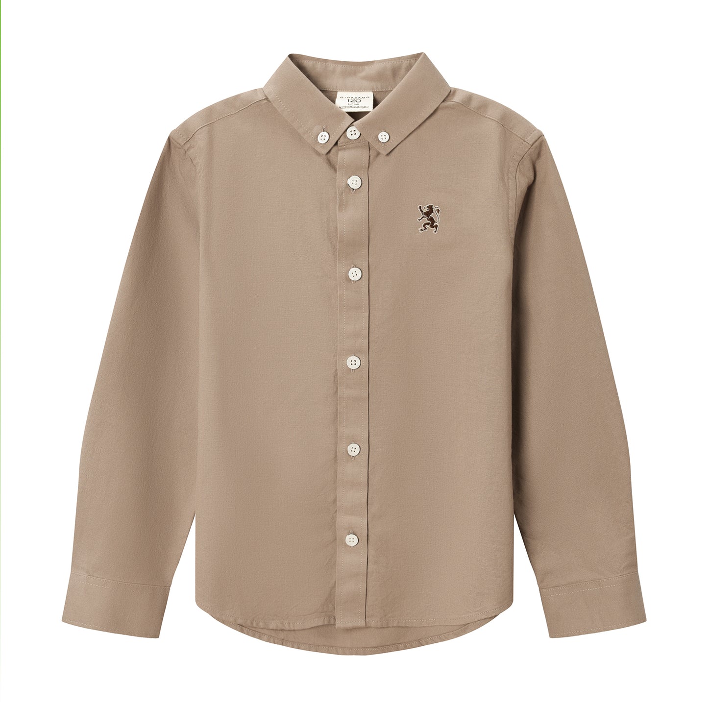 Junior Cotton Oxford Full Opening Long Sleeve Slim Fit Embroidery Garment Wash Shirt
