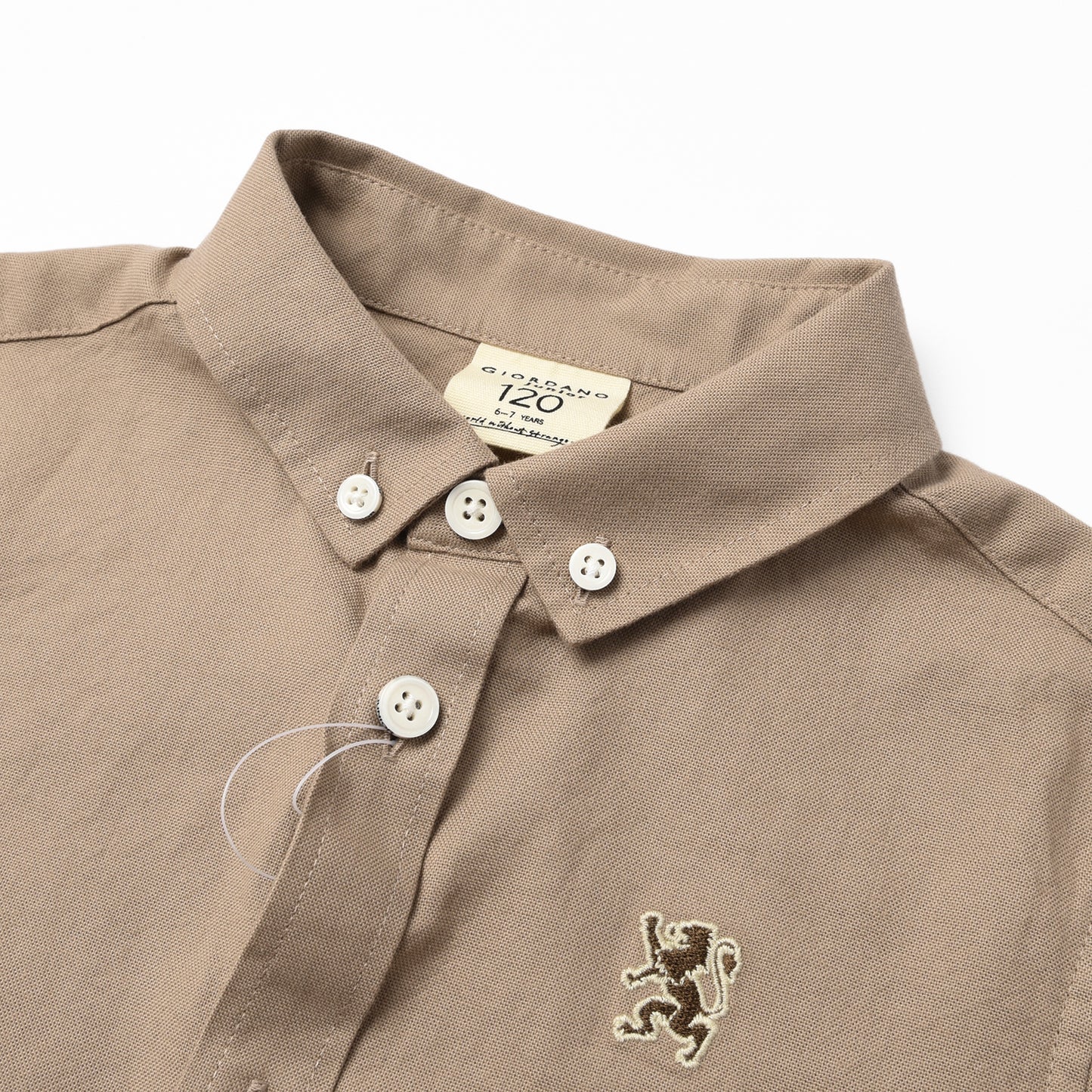 Junior Cotton Oxford Full Opening Long Sleeve Slim Fit Embroidery Garment Wash Shirt