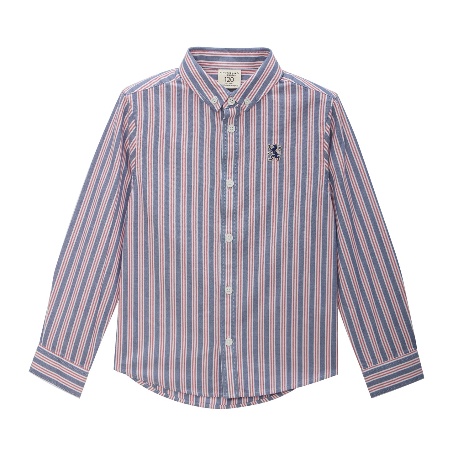 Junior Cotton Oxford Full Opening Long Sleeve Slim Fit Embroidery Garment Wash Shirt