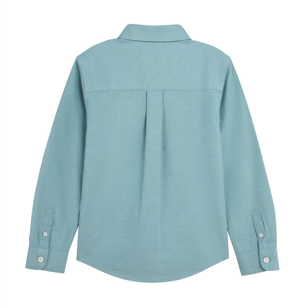 Kids' Cotton Oxford Shirt: Full Button, Embroidered & Garment Washed