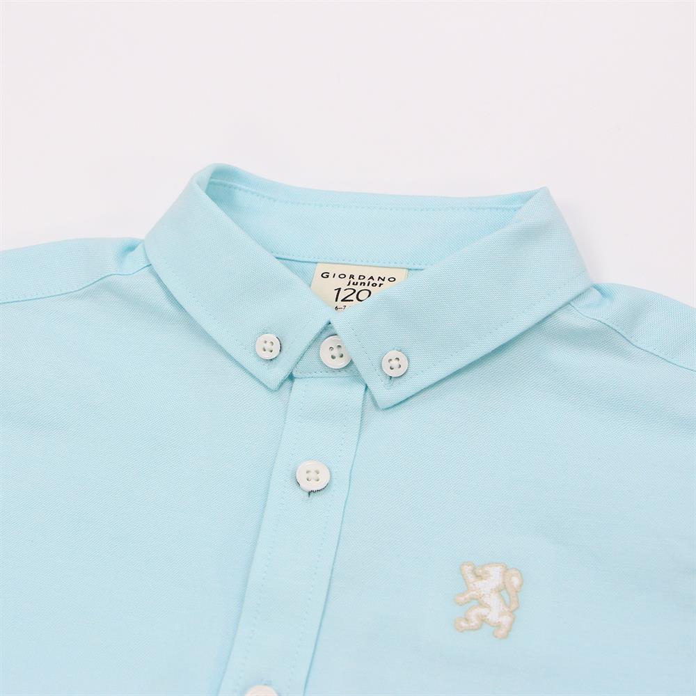 Kids' Cotton Oxford Shirt: Full Button, Embroidered & Garment Washed