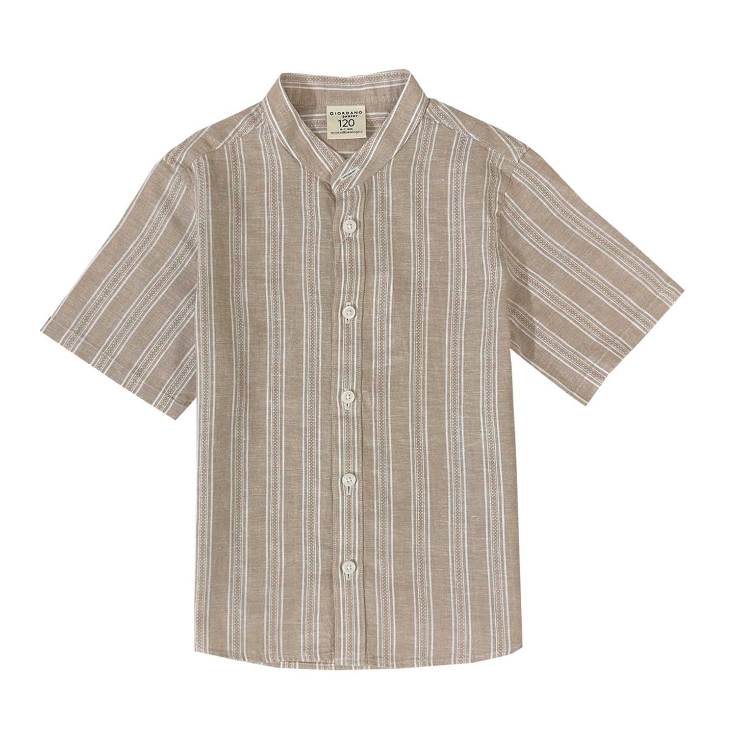 Kids Linen Cotton Band Collar Shirt
