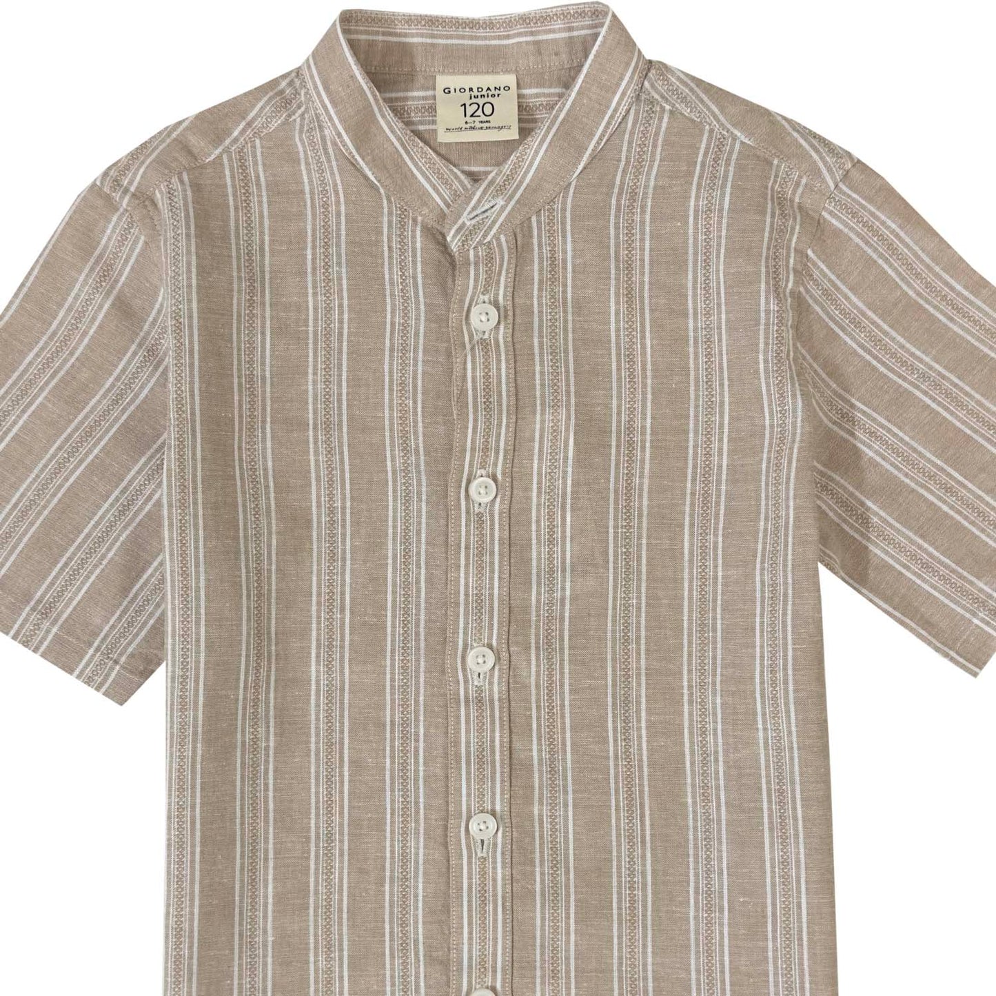 Kids Linen Cotton Band Collar Shirt