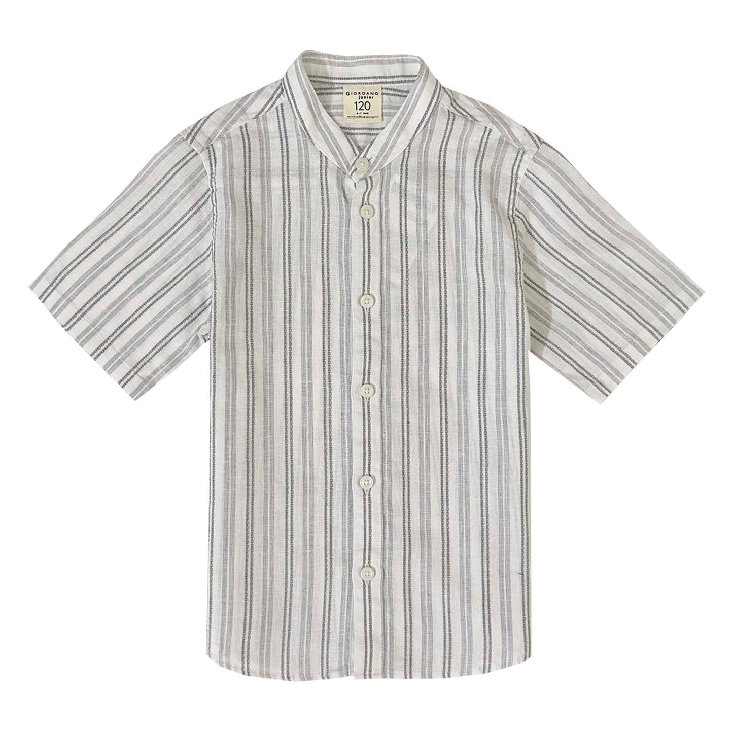 Kids Linen Cotton Band Collar Shirt