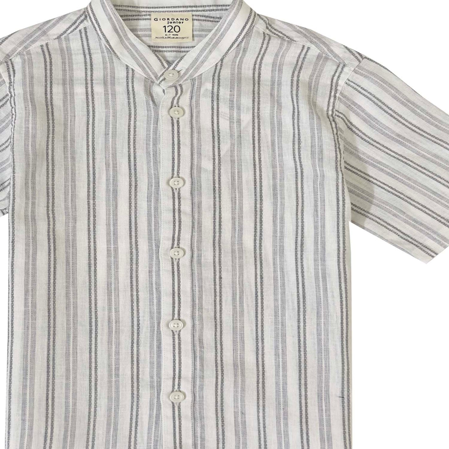 Kids Linen Cotton Band Collar Shirt